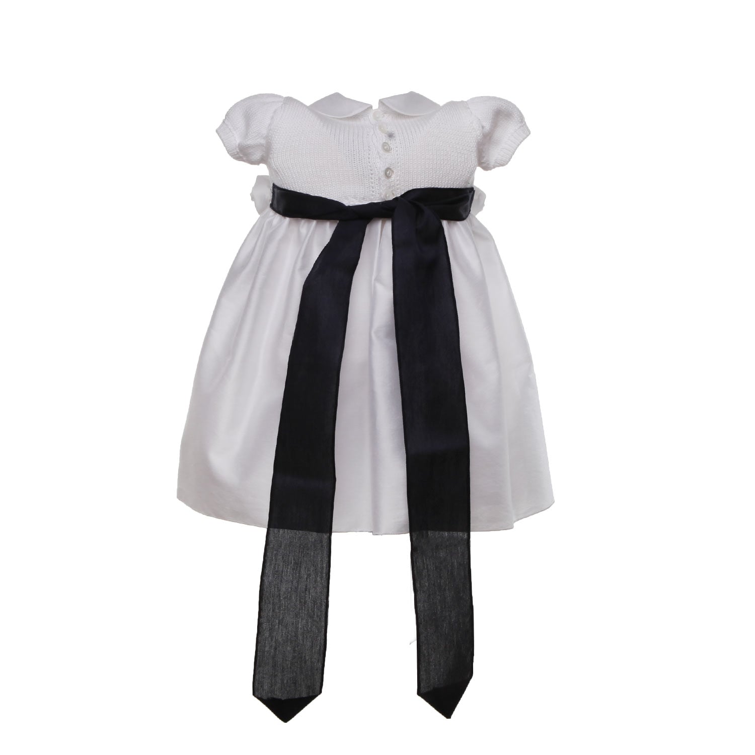 ABITO BATTESIMO BIANCO CON CINTURA BLU - annameglio.com abbigliamento moda