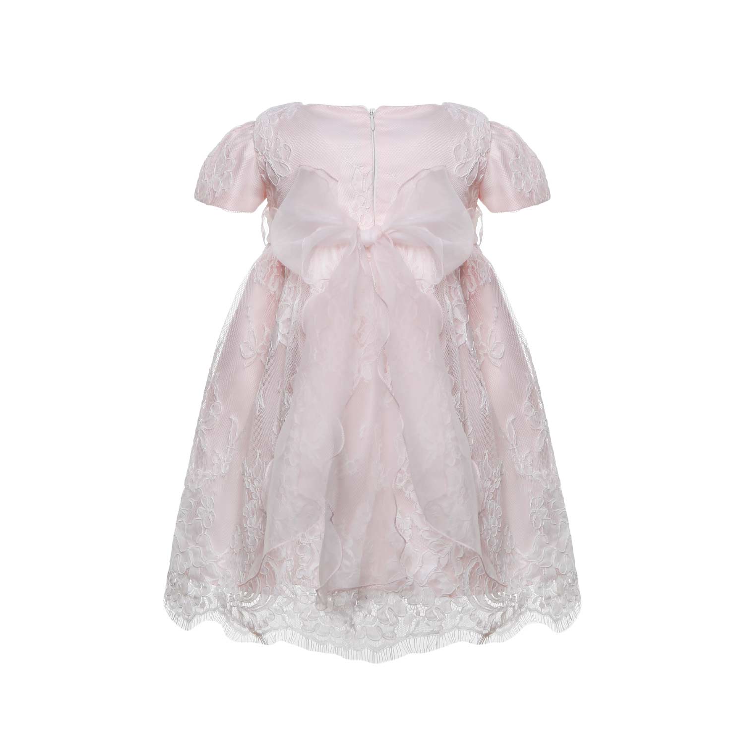 ABITO BATTESIMO ROSA CON CINTA E SPILLA FIORE - annameglio.com abbigliamento moda