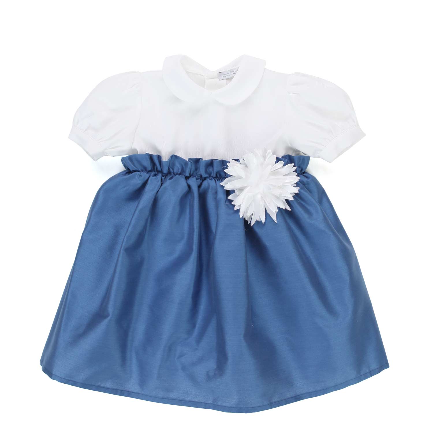 MINI ABITO BIANCO E COBALTO BAMBINA BABY - annameglio.com abbigliamento moda