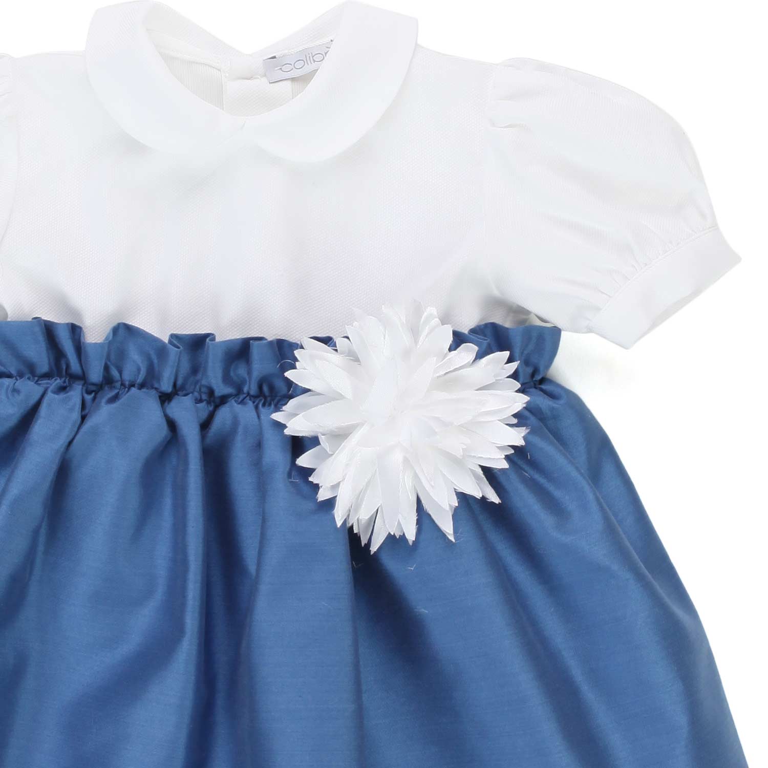MINI ABITO BIANCO E COBALTO BAMBINA BABY - annameglio.com abbigliamento moda