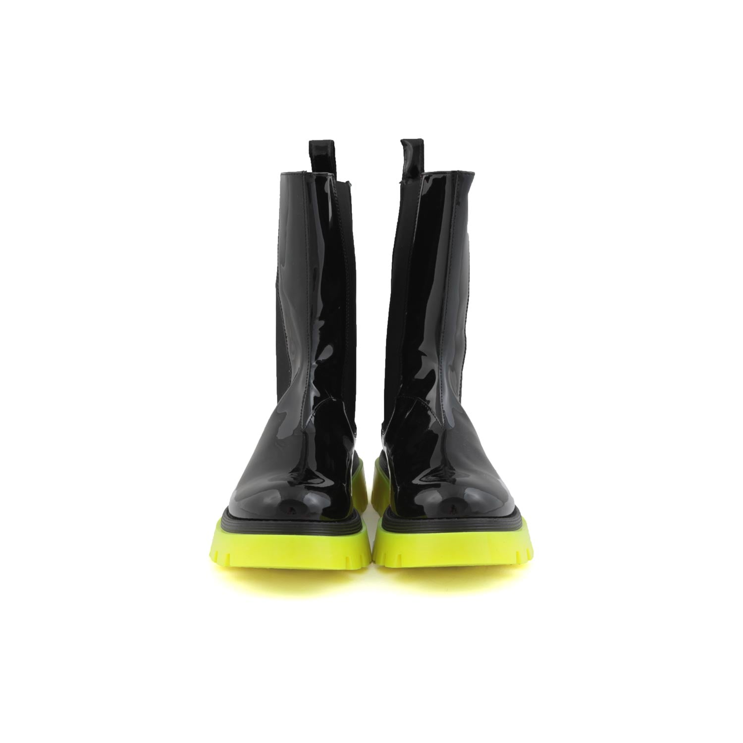 STIVALI NERI E GIALLO FLUO IN PELLE - annameglio.com abbigliamento moda