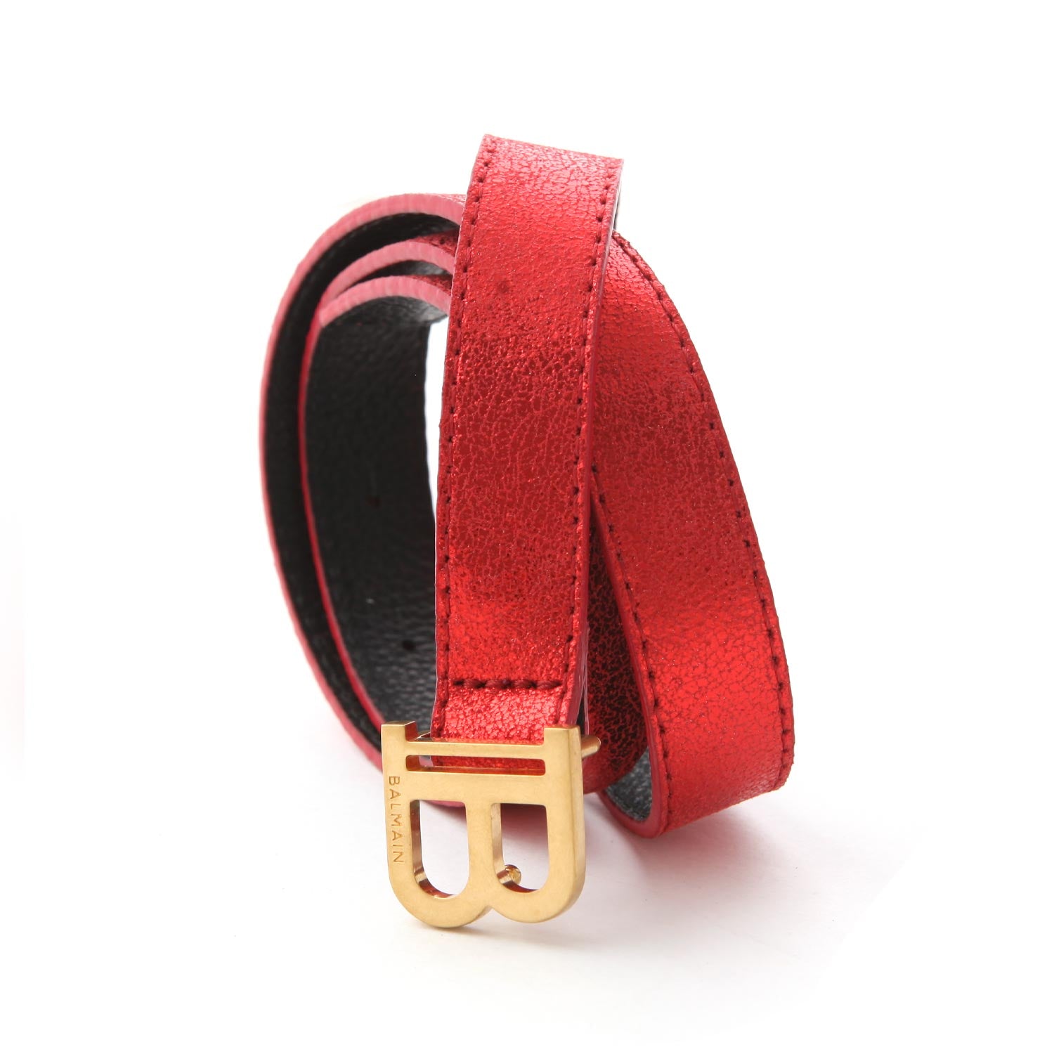 CINTURA B-BELT IN PELLE ROSSO METALLIZZATO - annameglio.com abbigliamento moda