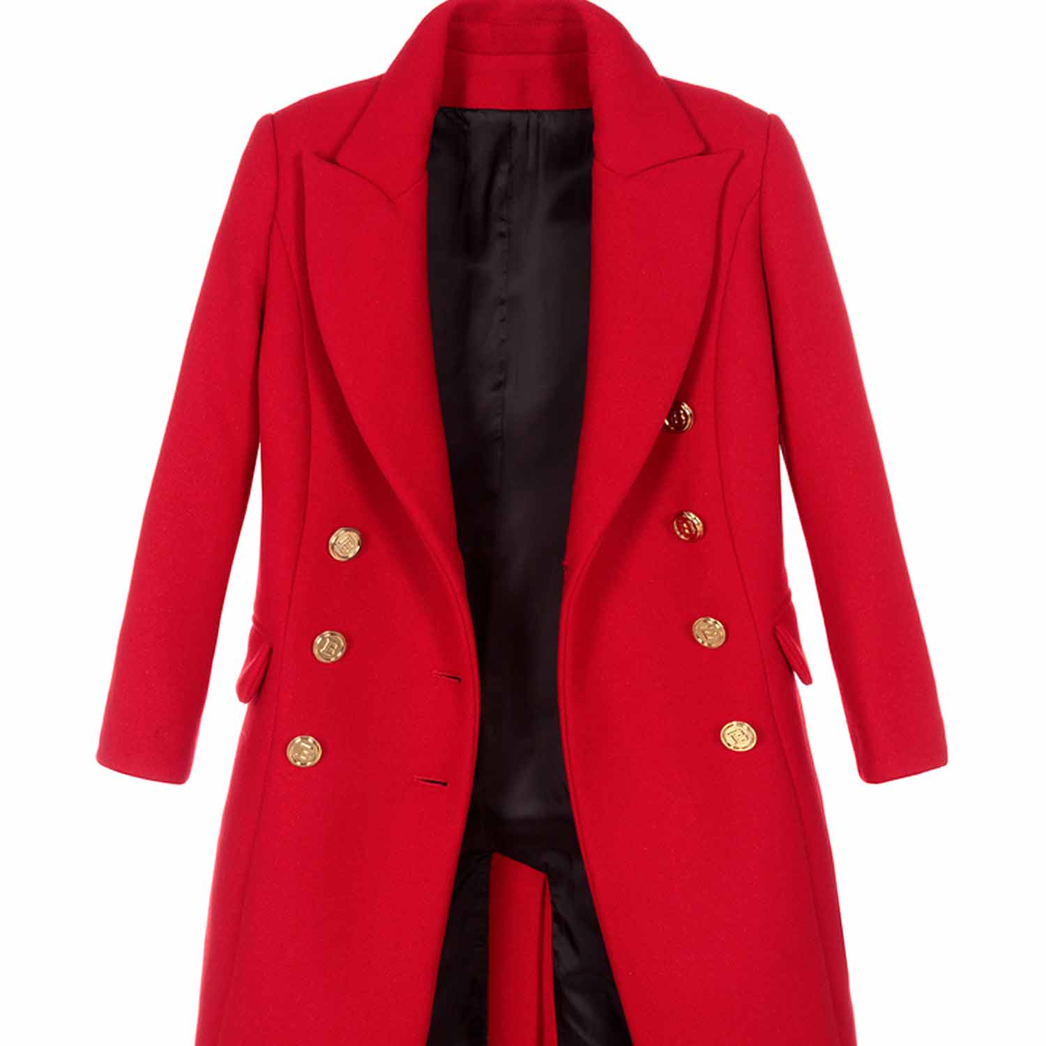 CAPPOTTO DOPPIOPETTO ROSSO CON BOTTONI ORO - annameglio.com abbigliamento moda