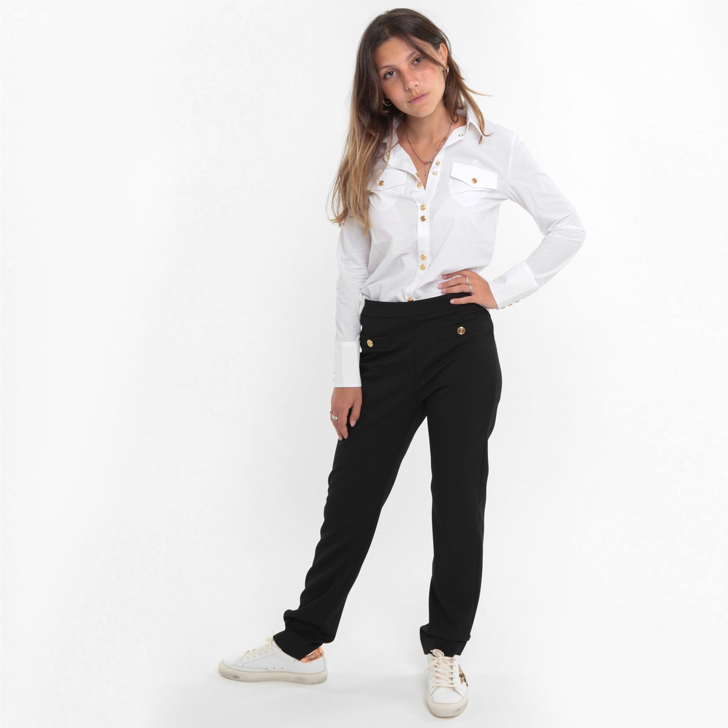 PANTALONE NERO DI LANA BAMBINA E TEENAGER - annameglio.com abbigliamento moda
