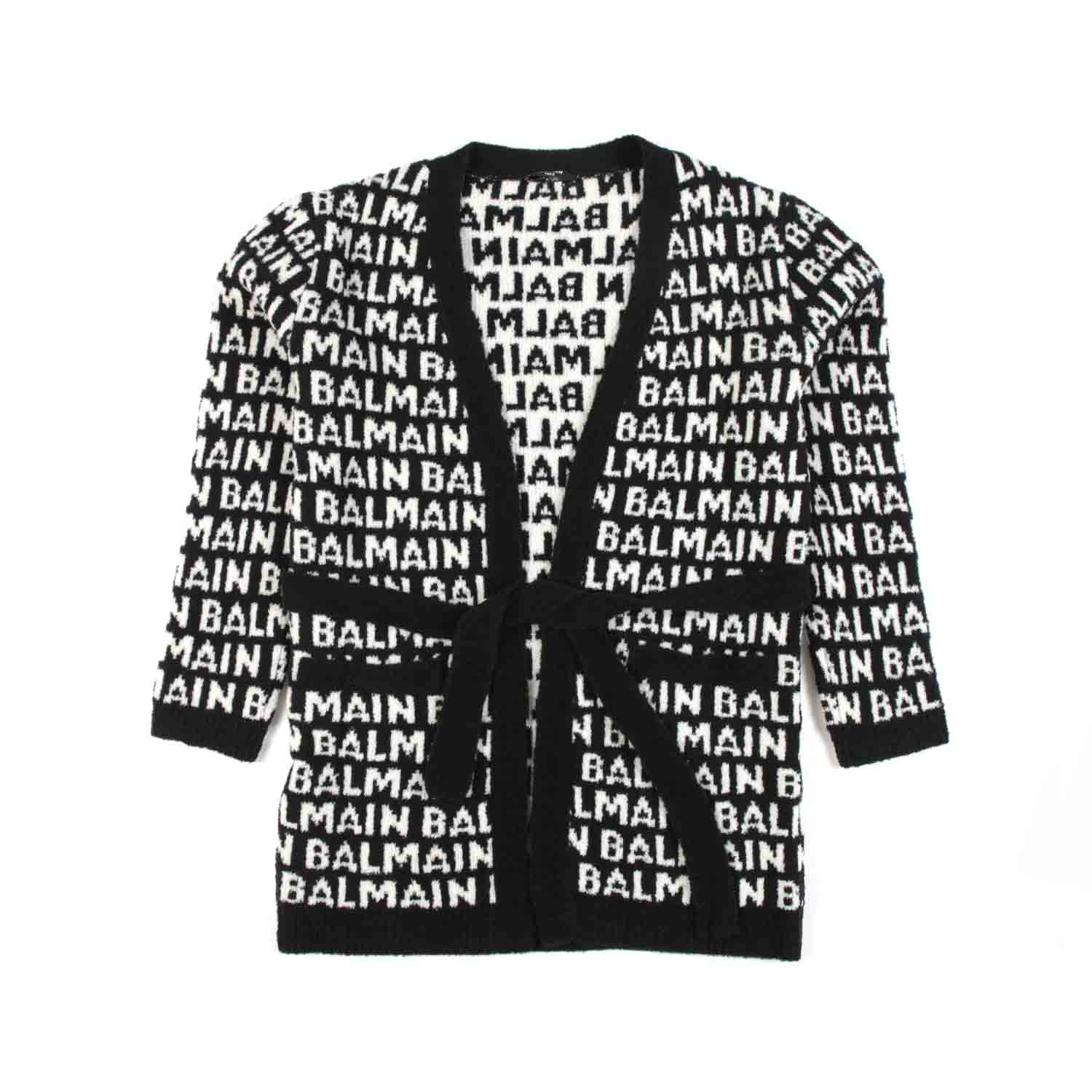 CARDIGAN OVERSIZE NERO E BIANCO CON CINTA - annameglio.com abbigliamento moda