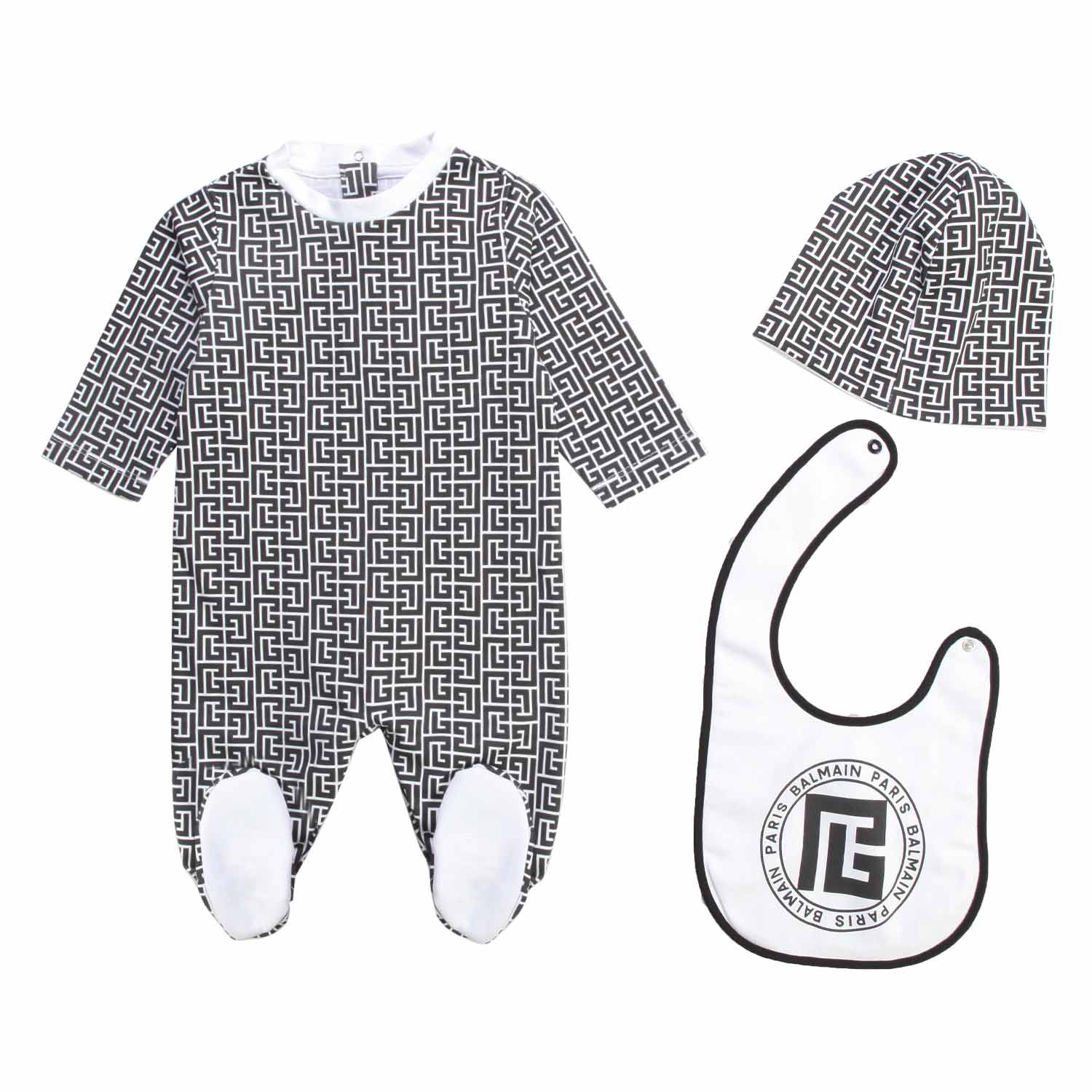 SET TUTINA UNISEX BIANCA E NERA JACQUARD PER BEBÈ - annameglio.com abbigliamento moda
