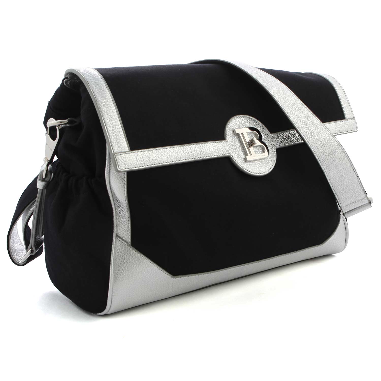 BORSA FASCIATOIO NERA E ARGENTO CON MONOGRAMMA - annameglio.com abbigliamento moda