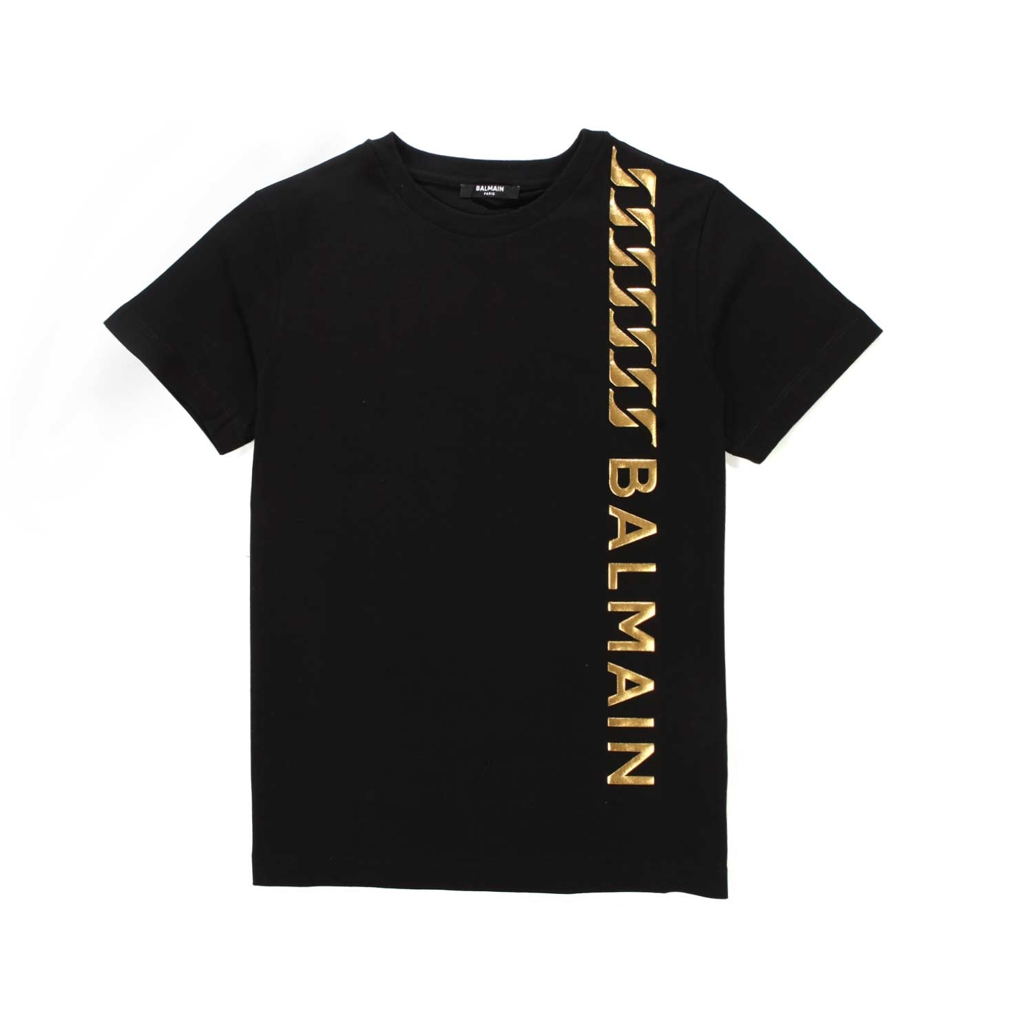 T-SHIRT NERA CON STAMPA LOGO ORO BAMBINA TEEN - annameglio.com abbigliamento moda
