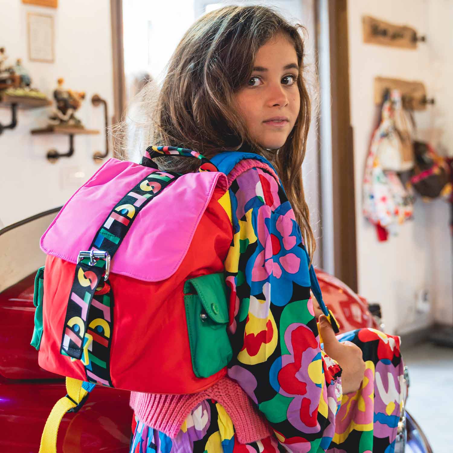 ZAINO ROSSO E MULTICOLOR BAMBINA E TEEN - annameglio.com abbigliamento moda