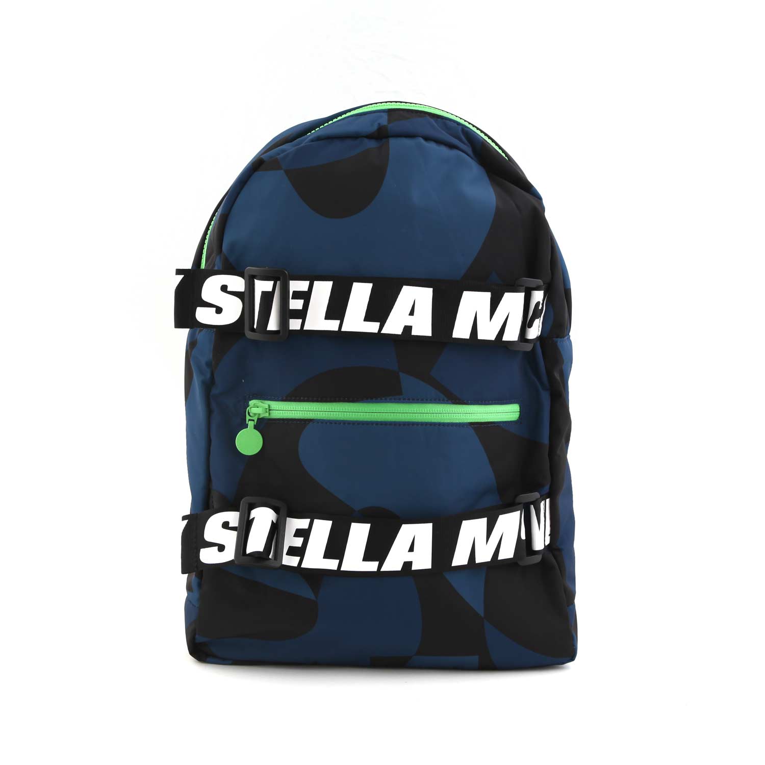 ZAINO BLU E NERO CON DETTAGLI VERDE FLUO - annameglio.com abbigliamento moda