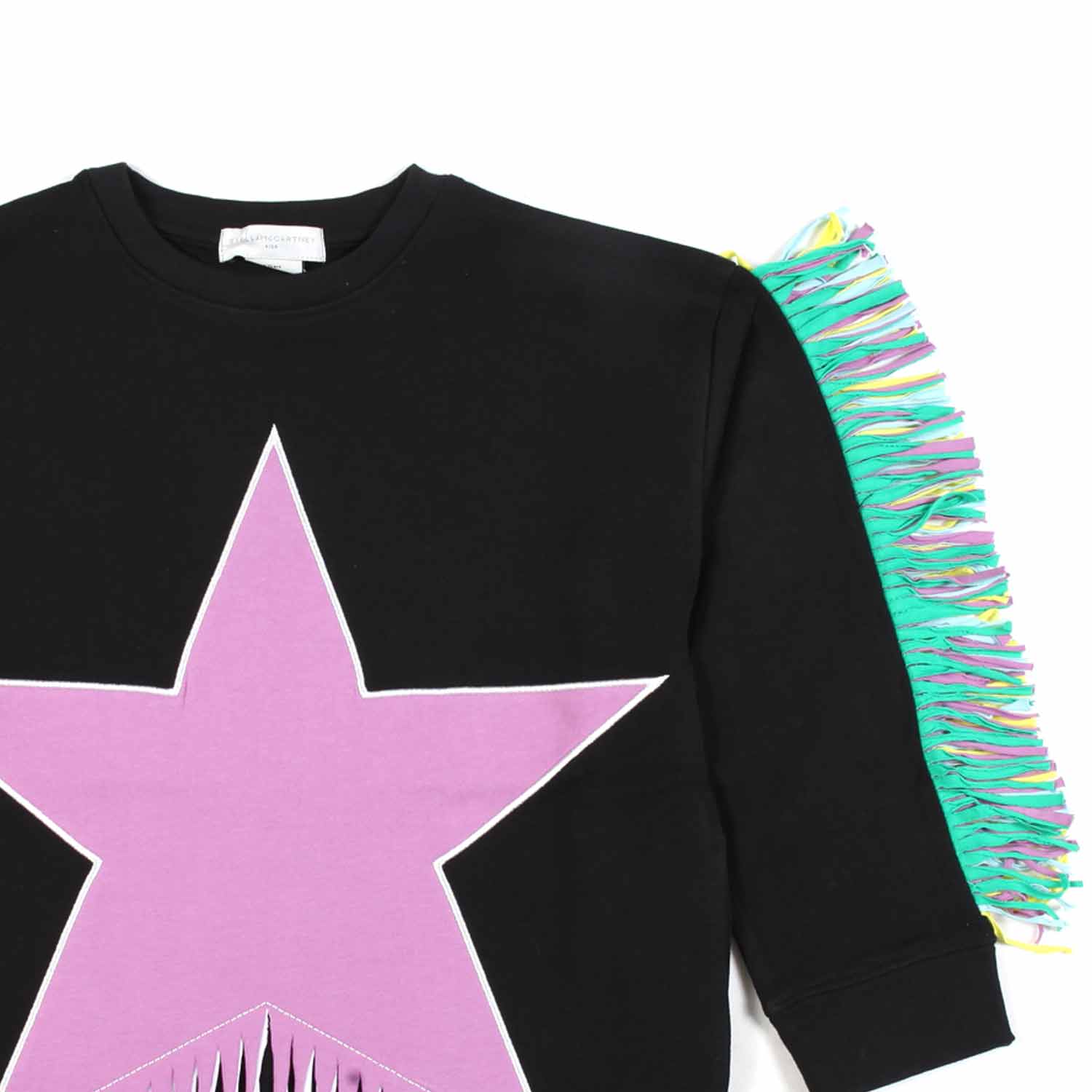 ABITO JERSEY NERO CON STELLA ROSA E FRANGE - annameglio.com abbigliamento moda