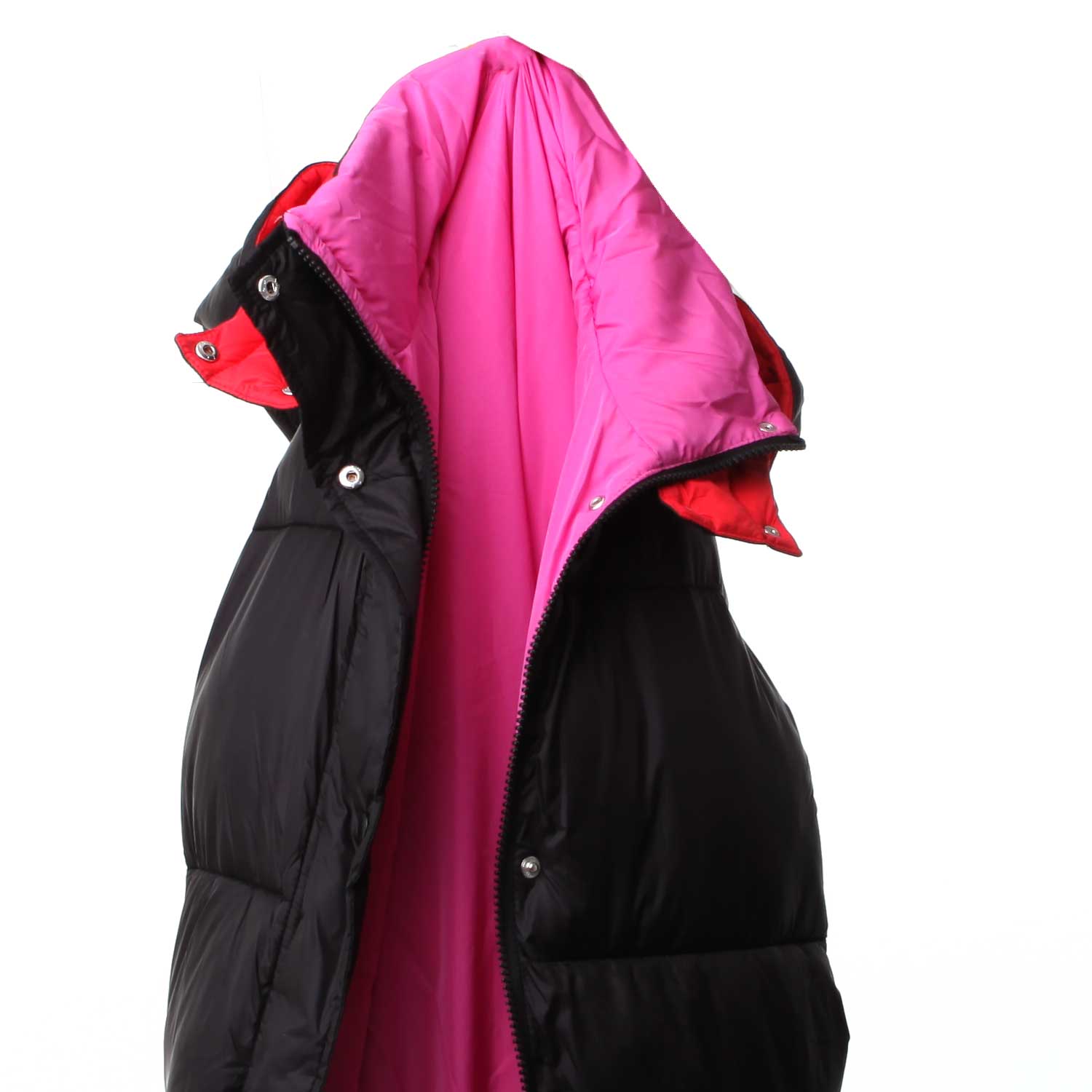 GIUBBOTTO OVERSIZE NERO E FUCSIA - annameglio.com abbigliamento moda