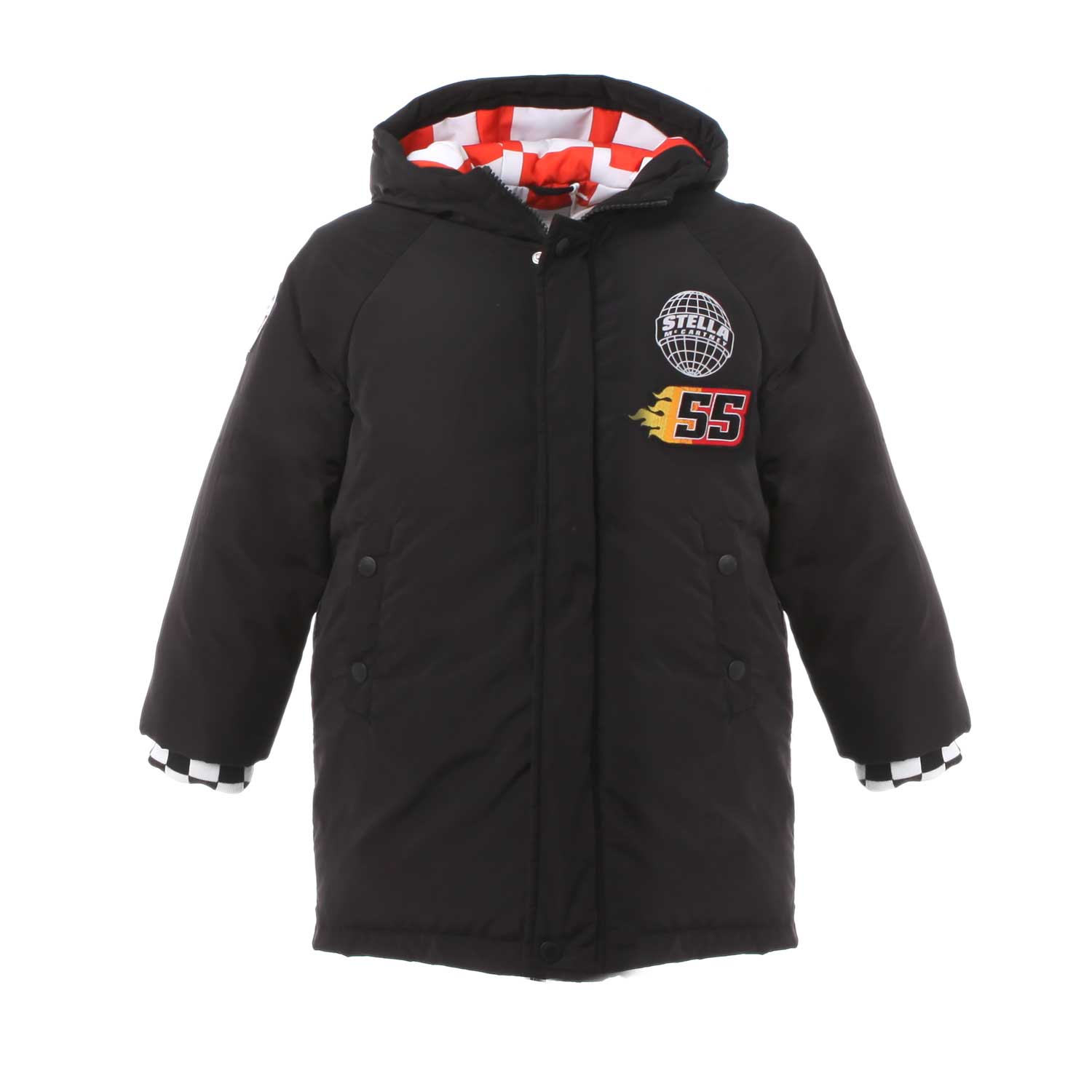 Piumino lungo con badge interno quadri - annameglio.com abbigliamento moda