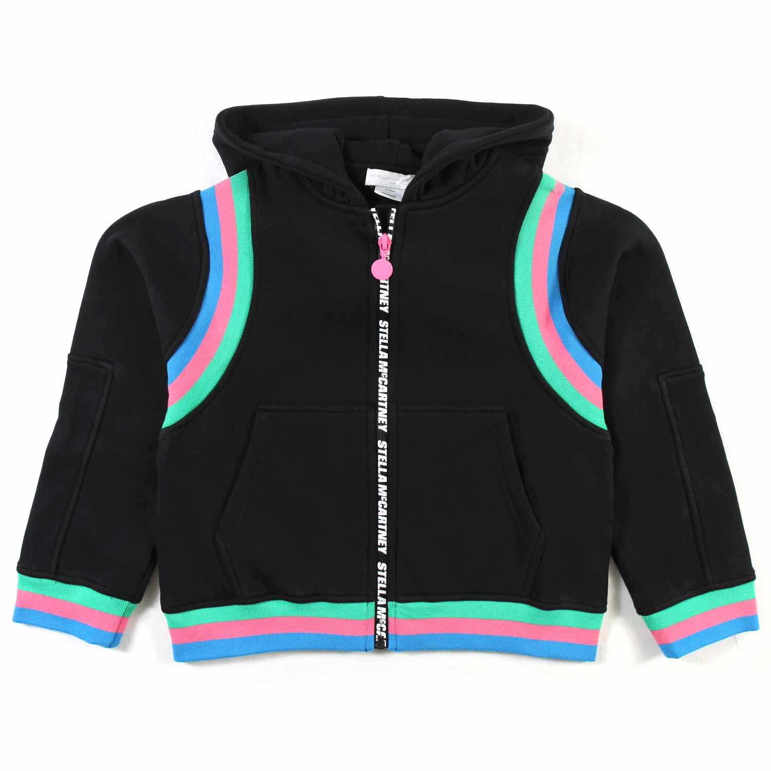 FELPA HOODIE NERA CON DETTAGLI MULTICOLOR - annameglio.com abbigliamento moda