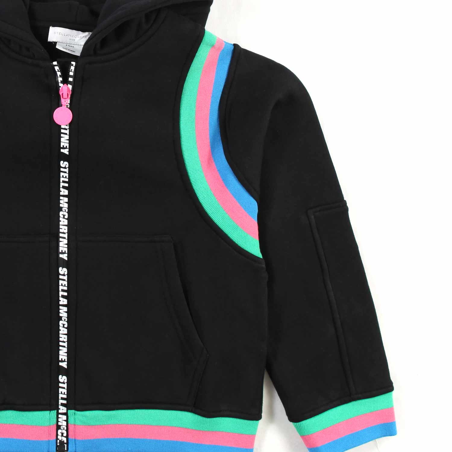 FELPA HOODIE NERA CON DETTAGLI MULTICOLOR - annameglio.com abbigliamento moda