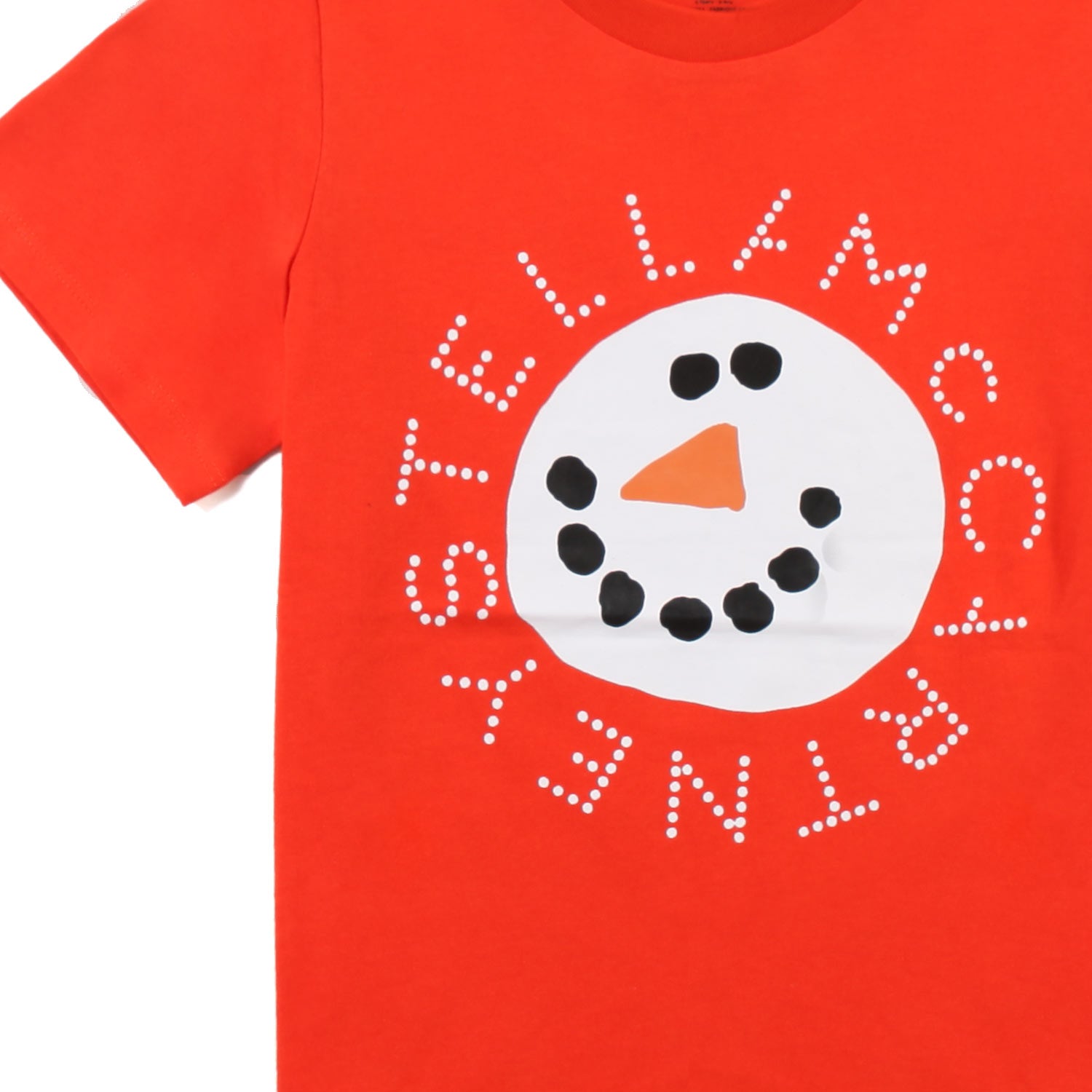 T-SHIRT UNISEX ARANCIONE CON PUPAZZO DI NEVE - annameglio.com abbigliamento moda