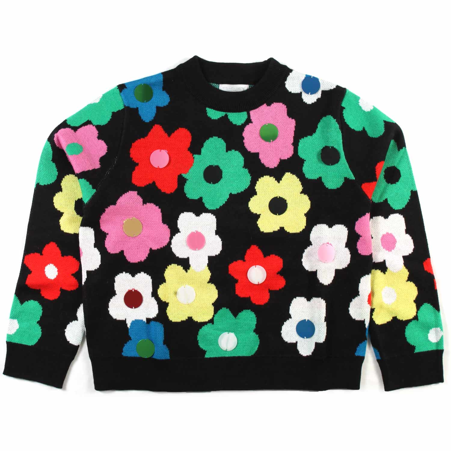 PULLOVER NERO CON FIORI MULTICOLOR BAMBINA E TEEN - annameglio.com abbigliamento moda