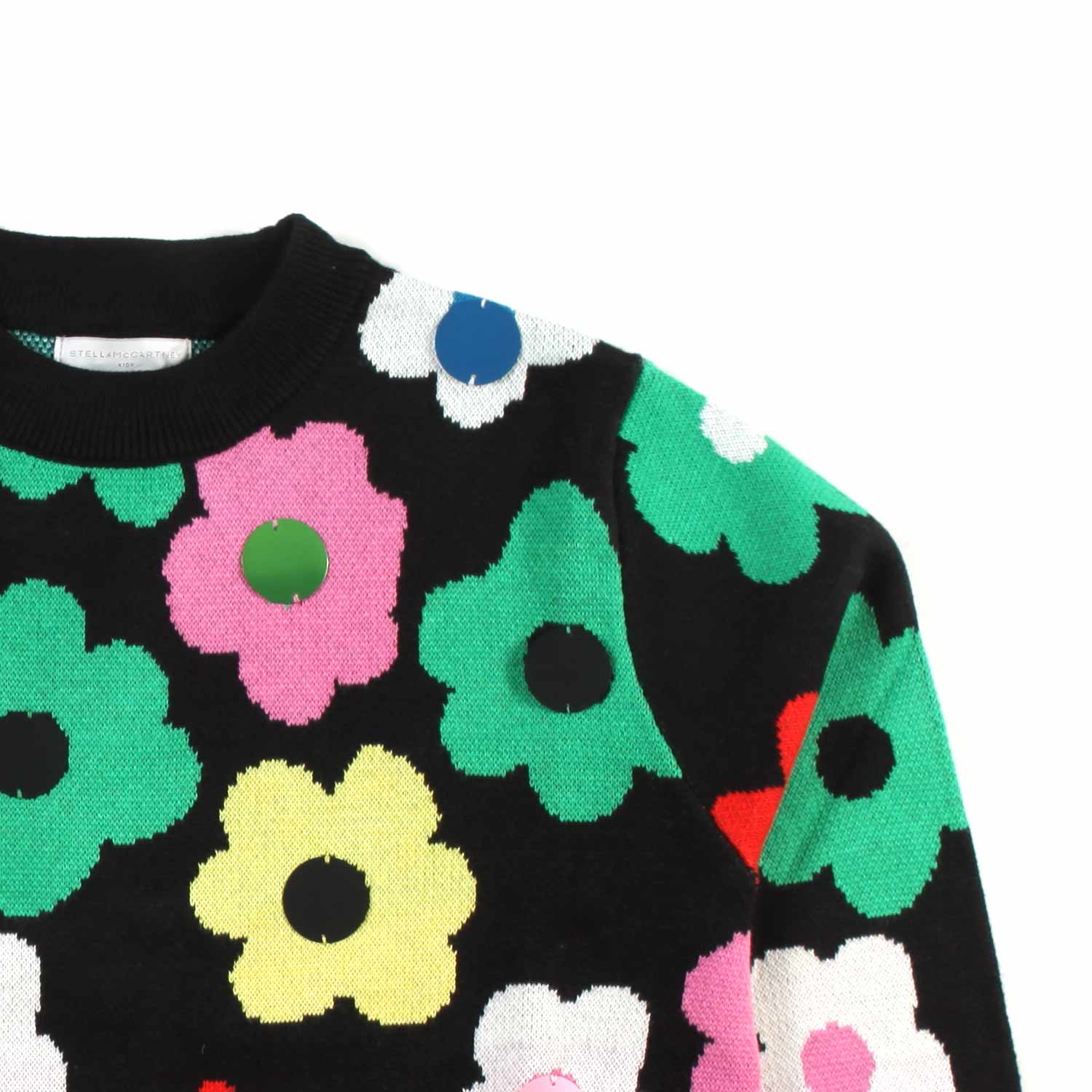 PULLOVER NERO CON FIORI MULTICOLOR BAMBINA E TEEN - annameglio.com abbigliamento moda