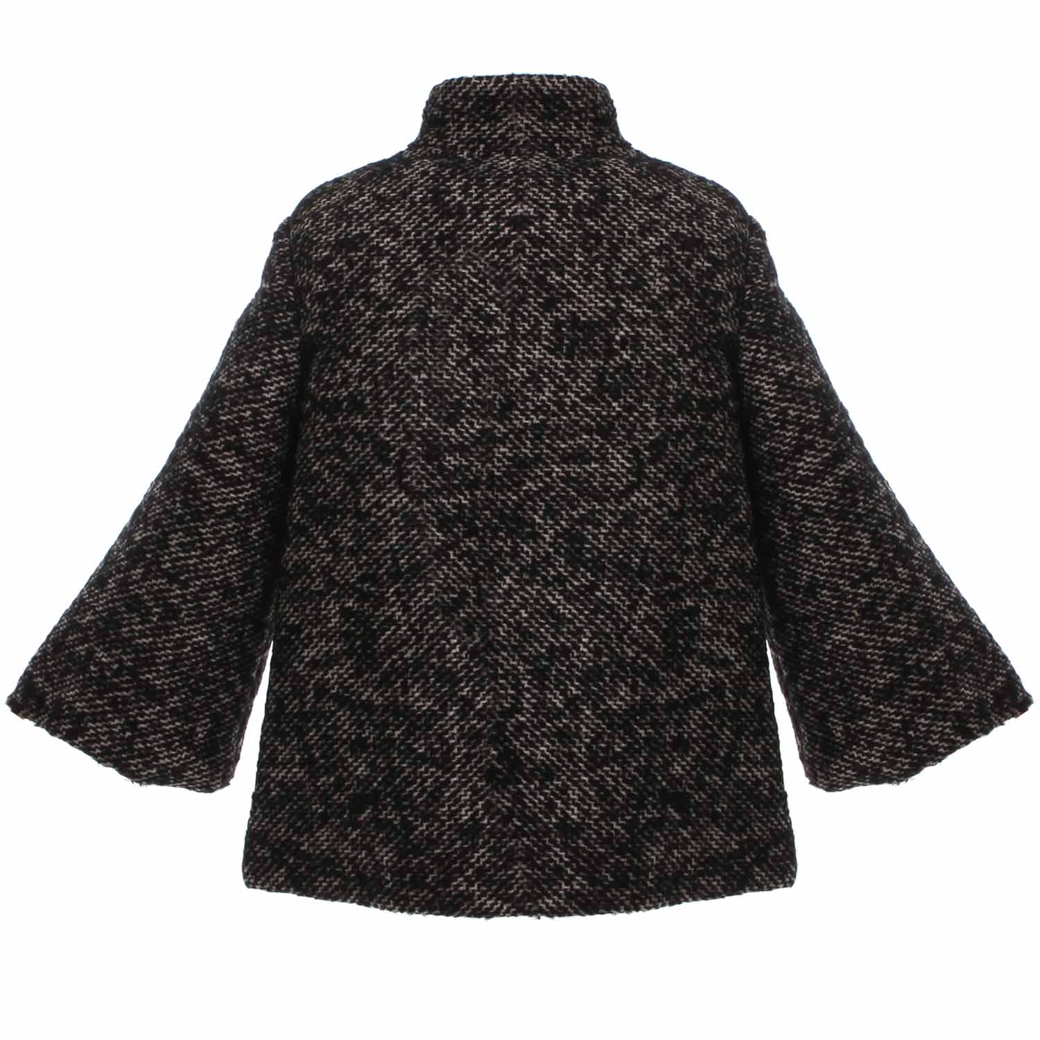 CAPPOTTO MELANGE NERO E AVORIO BAMBINA E TEENAGER - annameglio.com abbigliamento moda