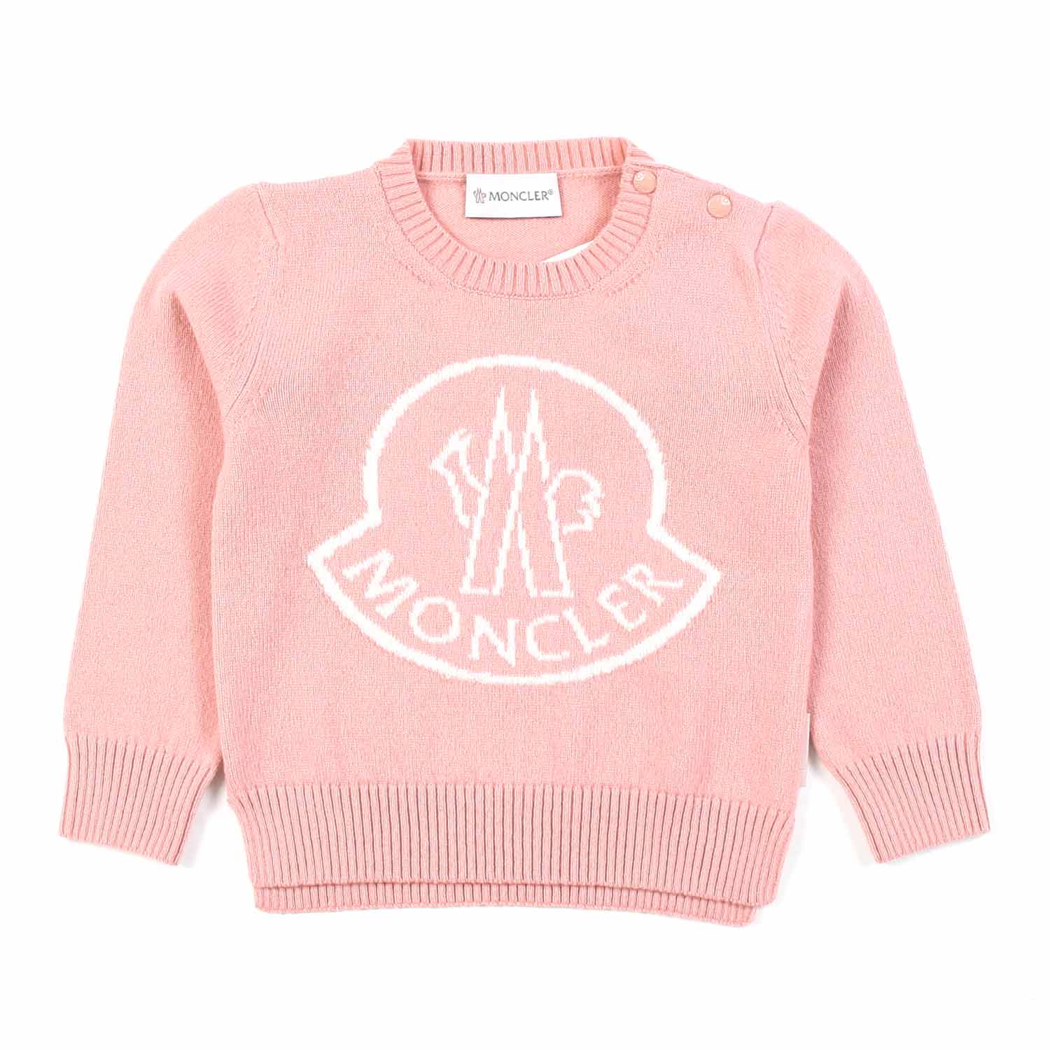 MAGLIONE ROSA CON LOGO BIANCO BIMBA E BAMBINA - annameglio.com abbigliamento moda