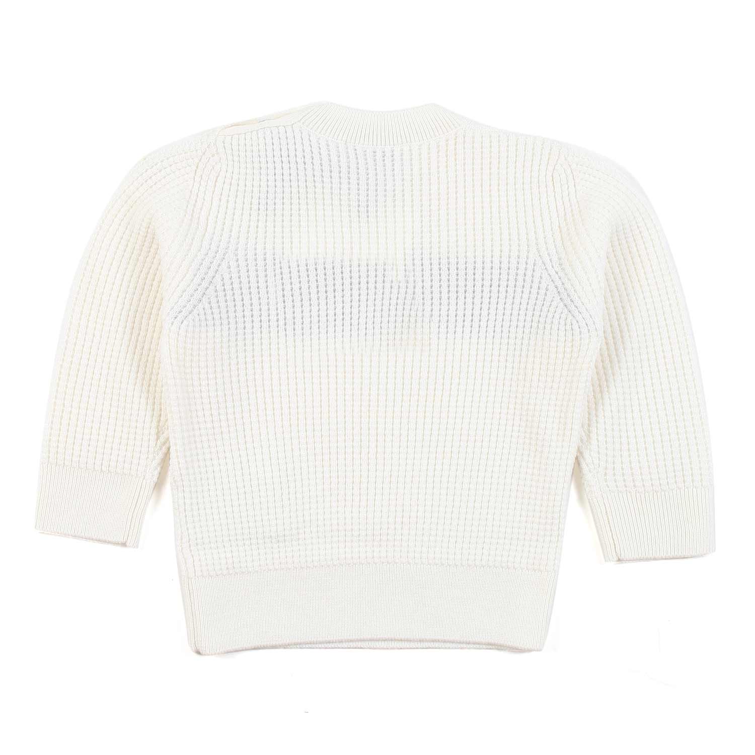 MAGLIONE BIMBO BIANCO LATTE CON LOGO ROSSO E BLU - annameglio.com abbigliamento moda