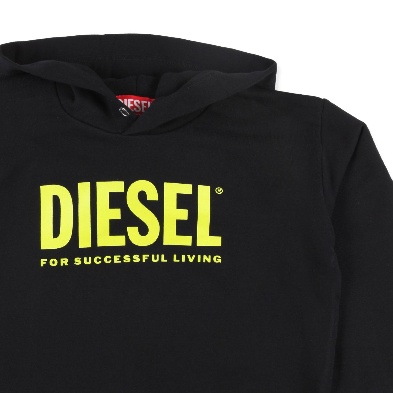 FELPA UNISEX NERA CON LOGO GIALLO E CAPPUCCIO - annameglio.com abbigliamento moda