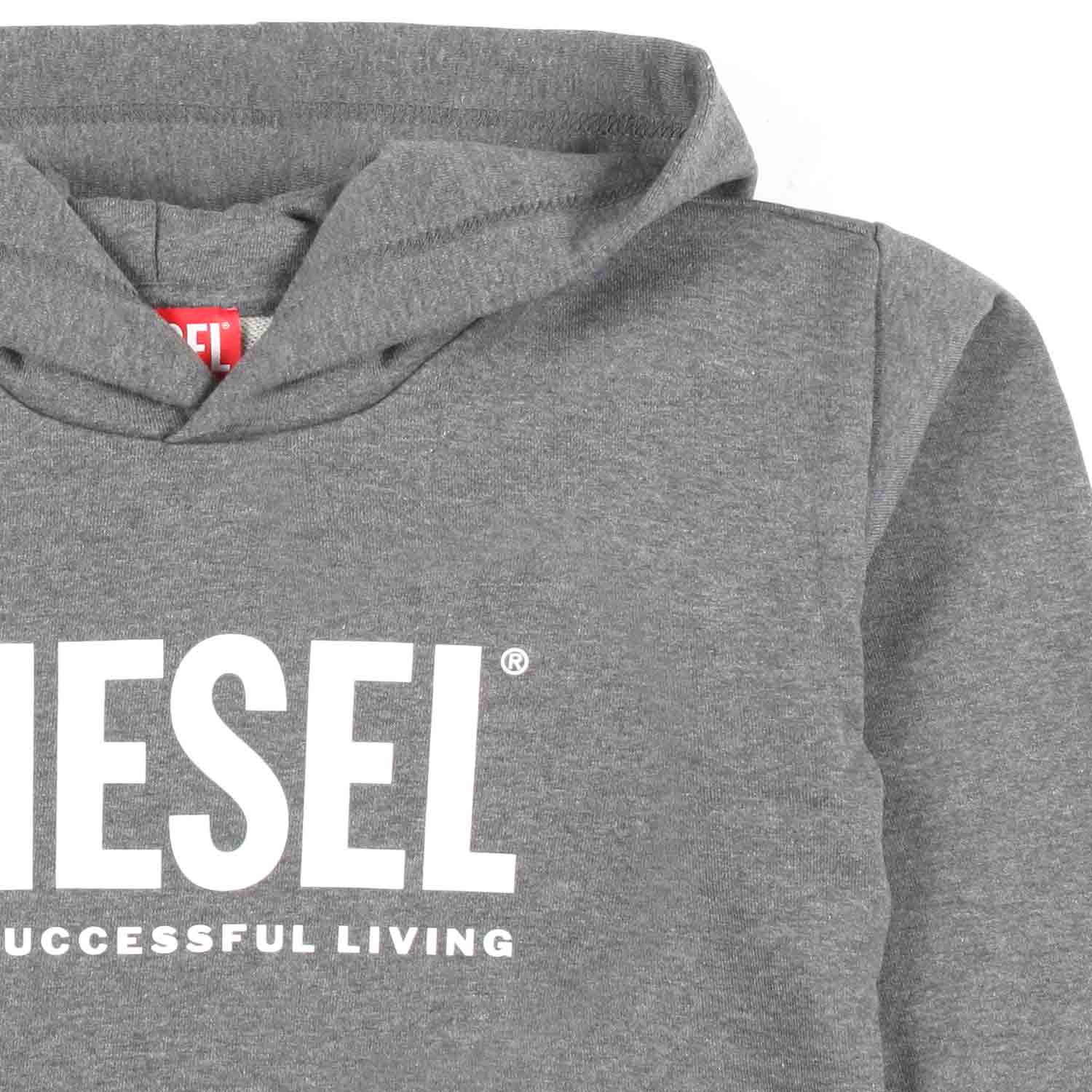 FELPA GRIGIA CON CAPPUCCIO E LOGO BIANCO - annameglio.com abbigliamento moda