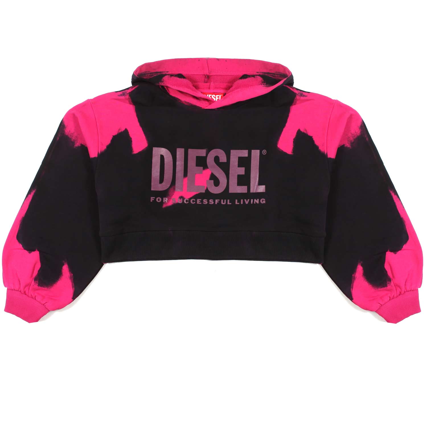 FELPA HOODIE NERA E FUCSIA CROPPED BAMBINA E TEEN - annameglio.com abbigliamento moda