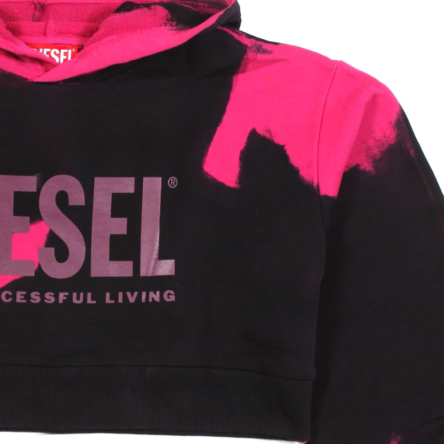 FELPA HOODIE NERA E FUCSIA CROPPED BAMBINA E TEEN - annameglio.com abbigliamento moda
