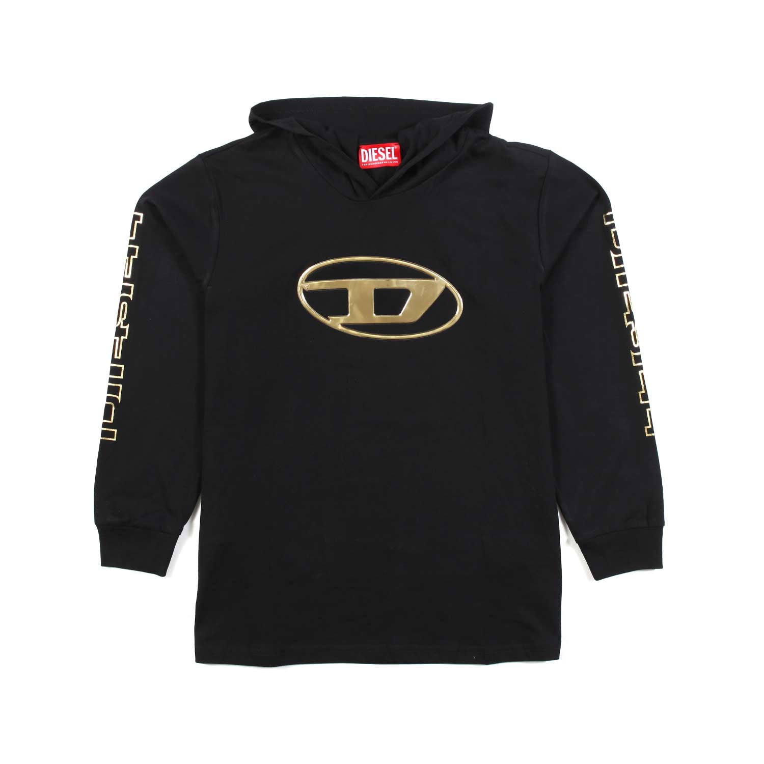 FELPA HOODIE NERA CON MONOGRAMMA ORO - annameglio.com abbigliamento moda