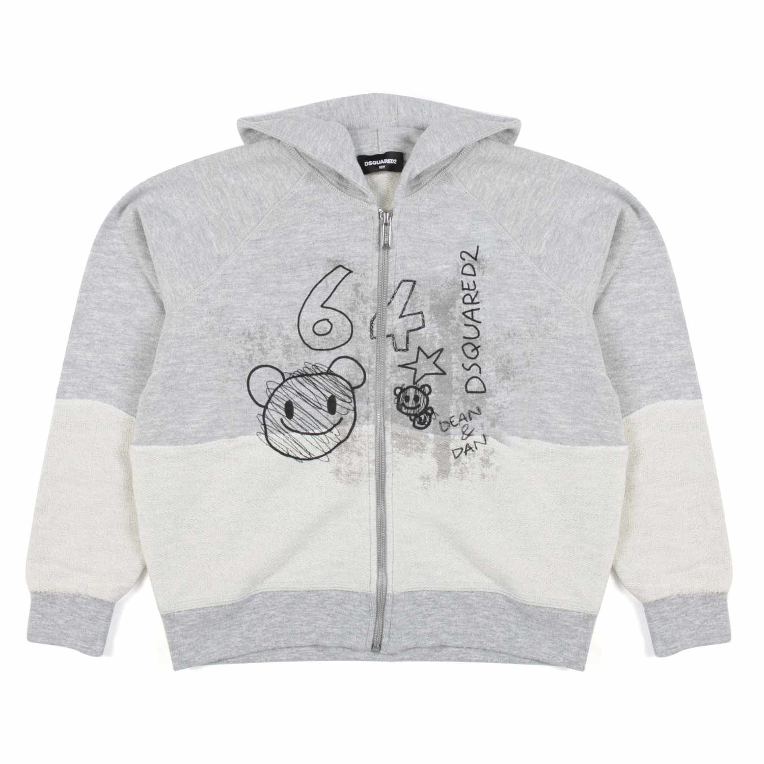 FELPA GRIGIA E PANNA CON CAPPUCCIO - annameglio.com abbigliamento moda