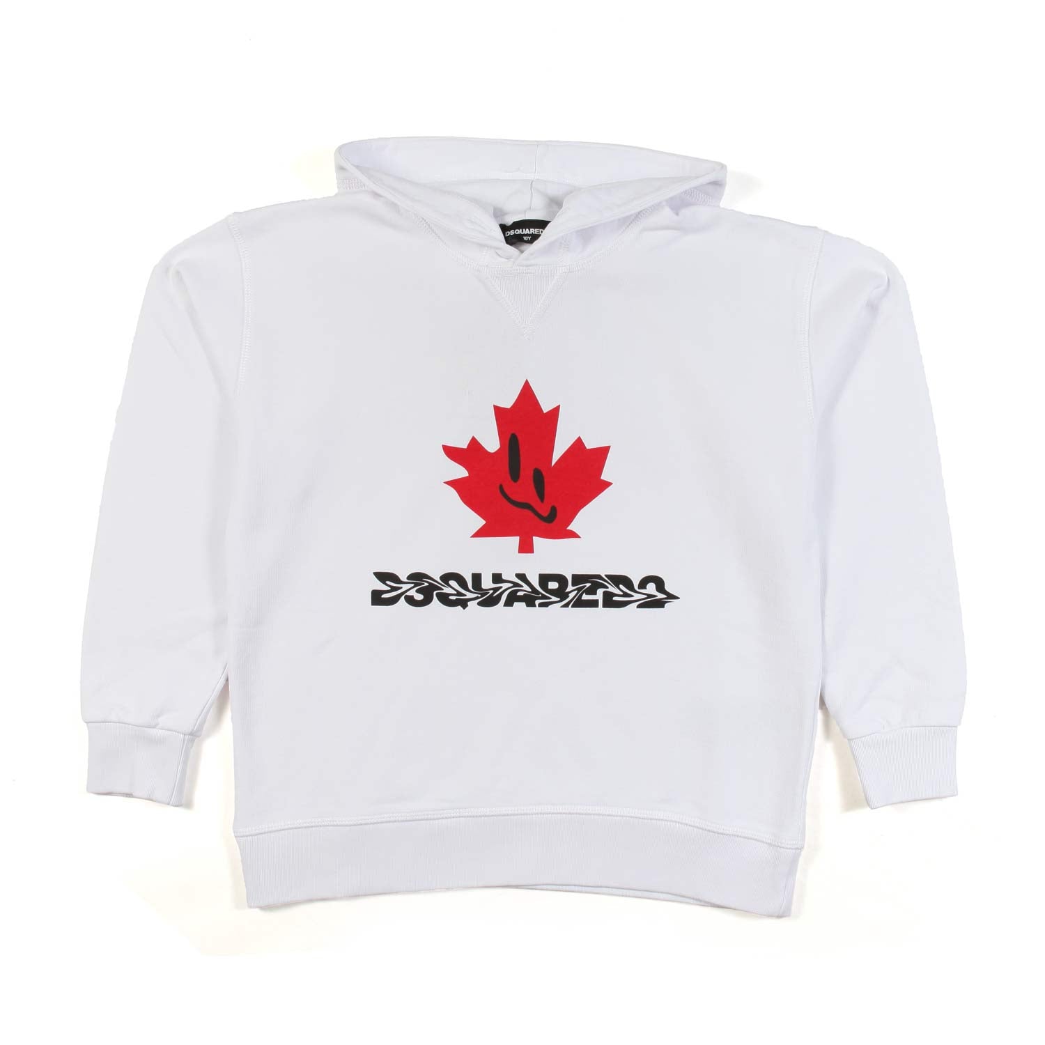 FELPA HOODIE BIANCA CON FOGLIA ROSSA - annameglio.com abbigliamento moda