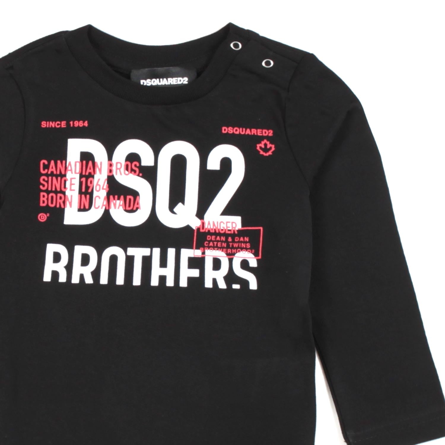 BABY T-SHIRT NERA A MANICA LUNGA CON LOGO BIANCO - annameglio.com abbigliamento moda