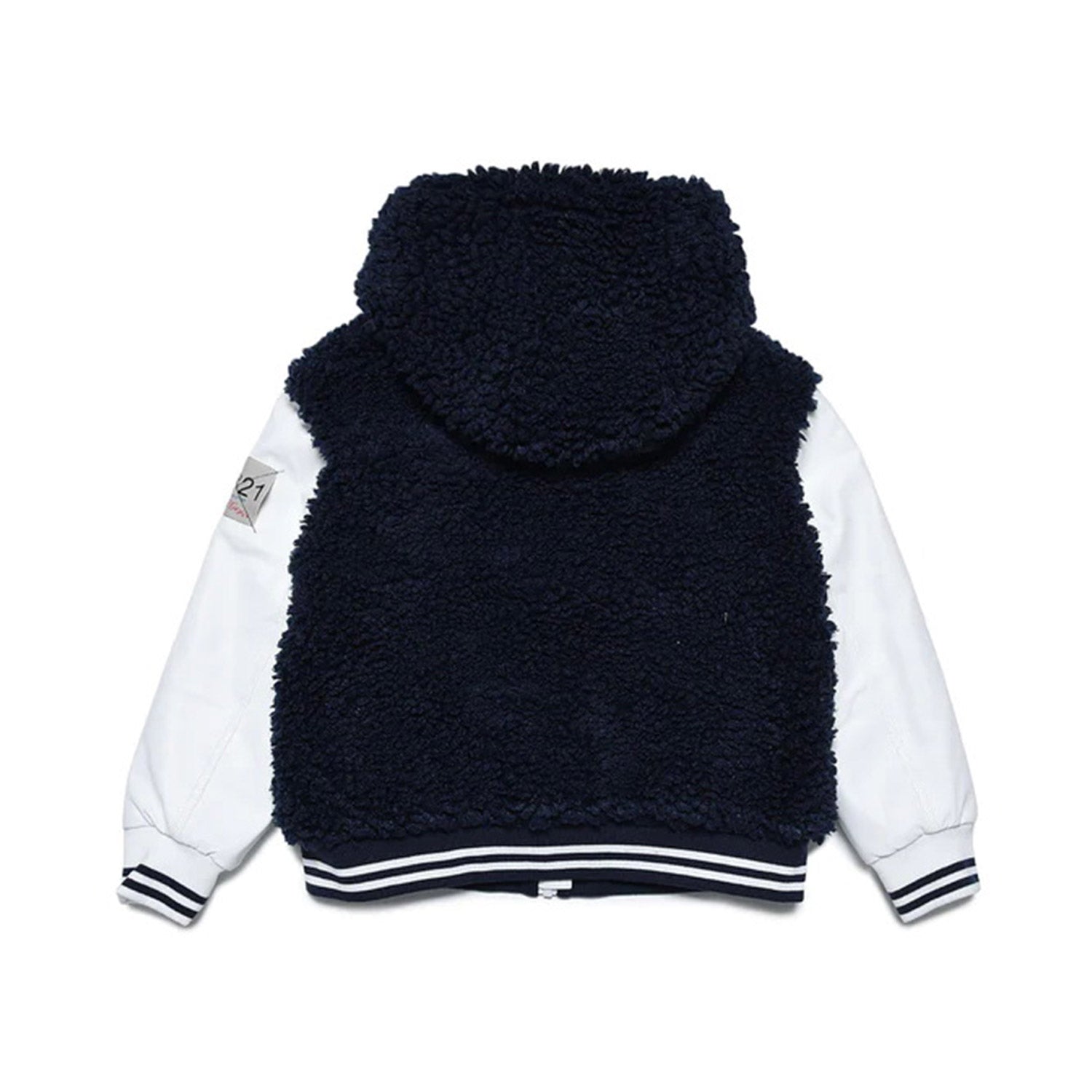 BOMBER BLU NAVY E BIANCO IN ECOPELLE E TEDDY - annameglio.com abbigliamento moda