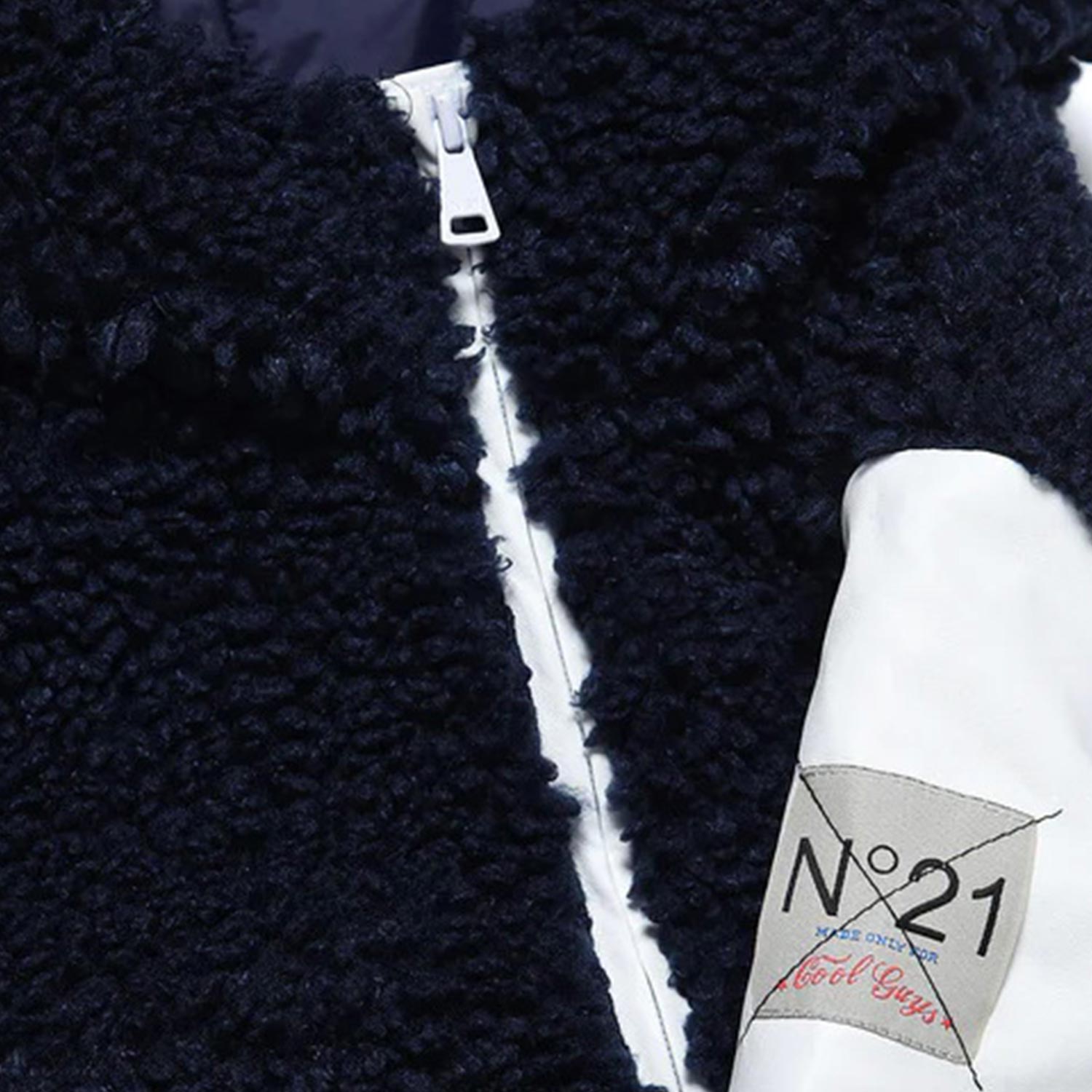 BOMBER BLU NAVY E BIANCO IN ECOPELLE E TEDDY - annameglio.com abbigliamento moda