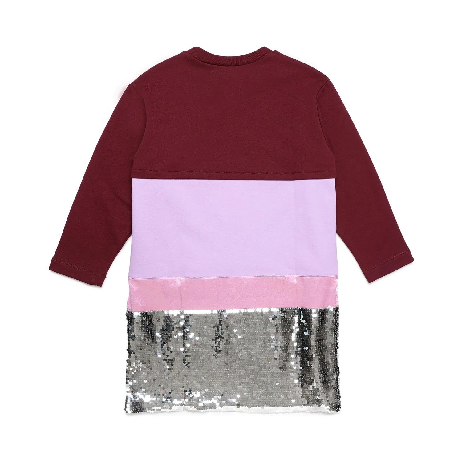 ABITO BORDEAUX E ROSA CON PAILLETTES ARGENTO - annameglio.com abbigliamento moda