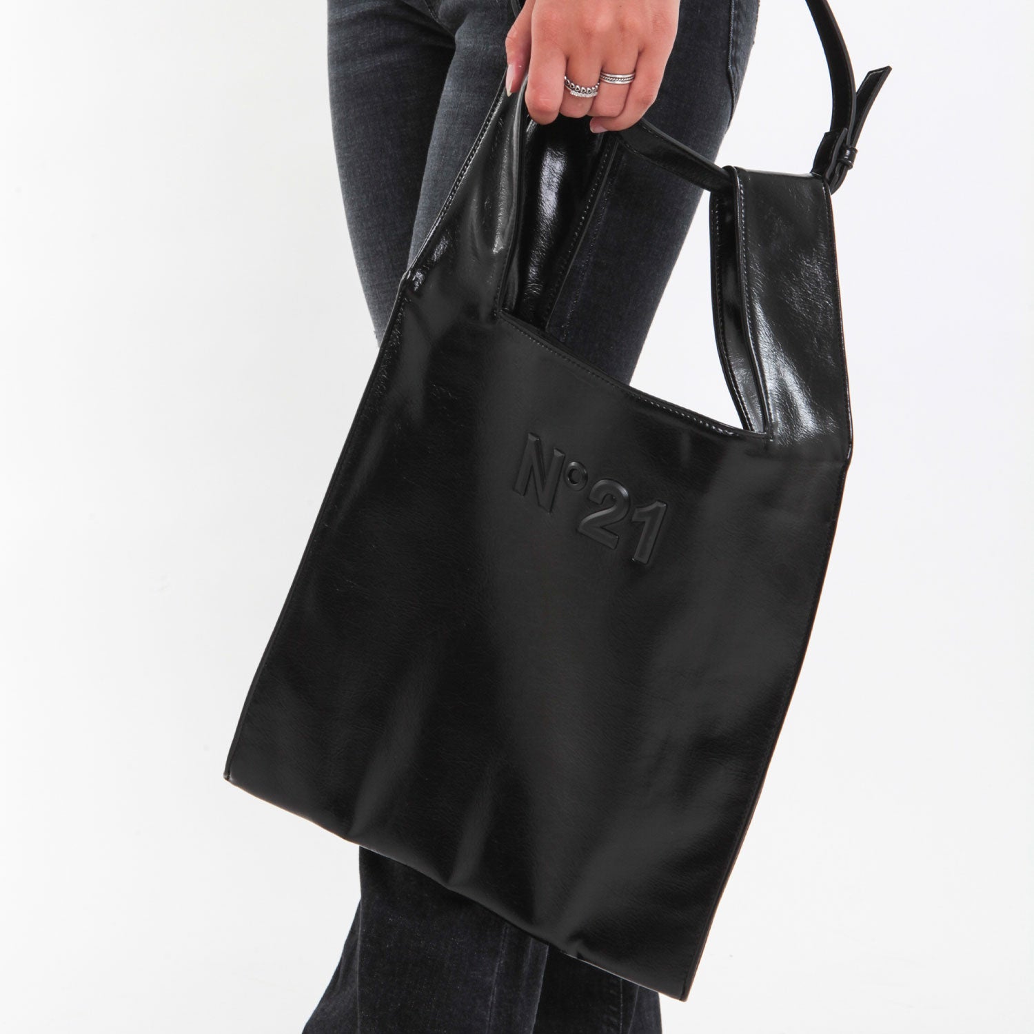 BORSA SHOPPER NERA CON LOGO BAMBINA E TEEN - annameglio.com abbigliamento moda