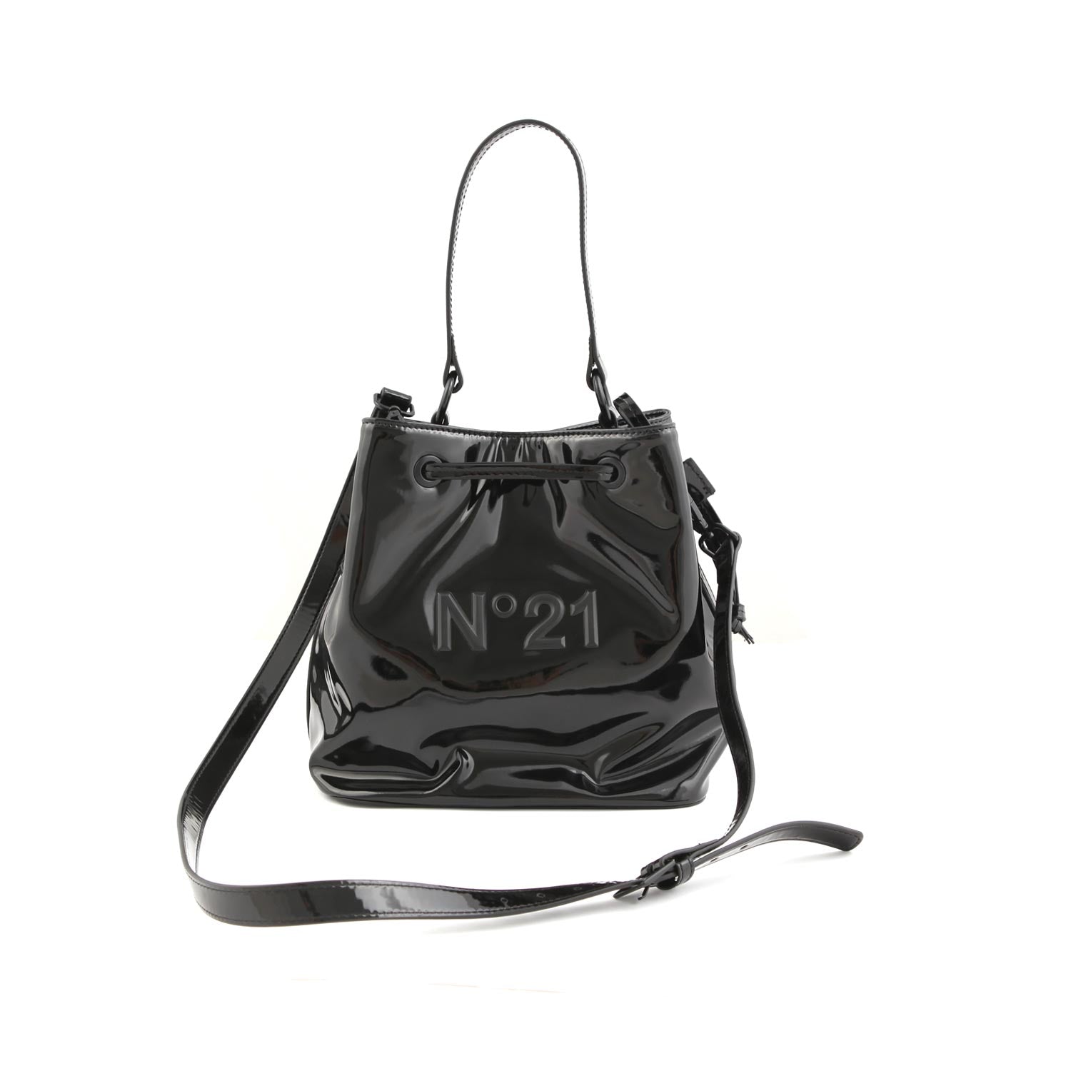 BORSA A SECCHIELLO NERO LUCIDO BAMBINA E TEEN - annameglio.com abbigliamento moda