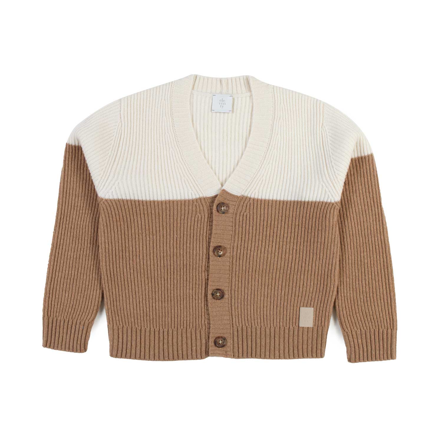 CARDIGAN COLOR-BLOCK PANNA E NOCCIOLA - annameglio.com abbigliamento moda