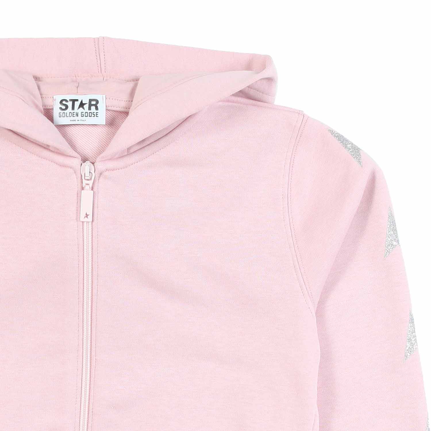 FELPA HOODIE ROSA CON STELLE SILVER BAMBINA - annameglio.com abbigliamento moda