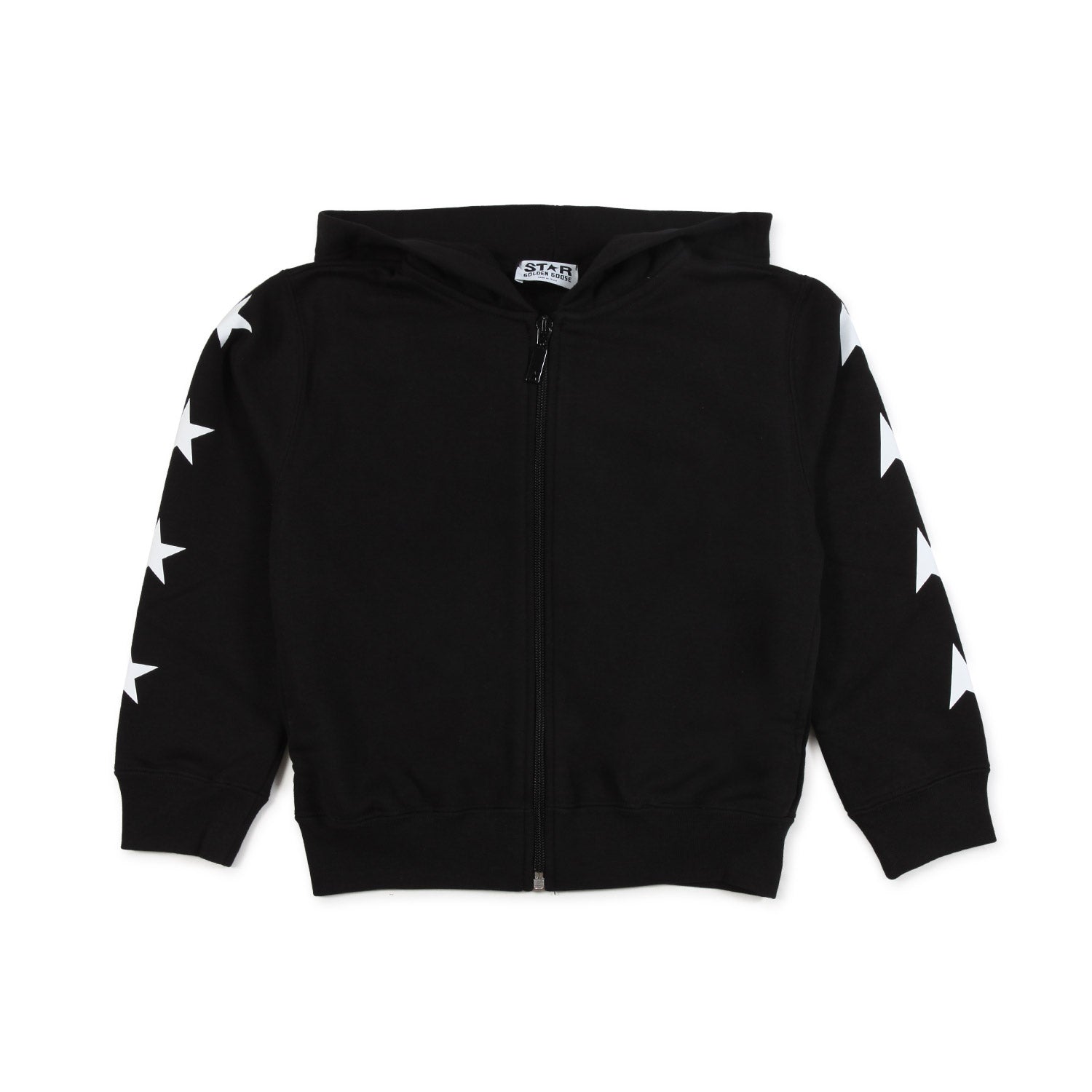 FELPA HOODIE NERA CON STELLE BIANCHE E ZIP - annameglio.com abbigliamento moda
