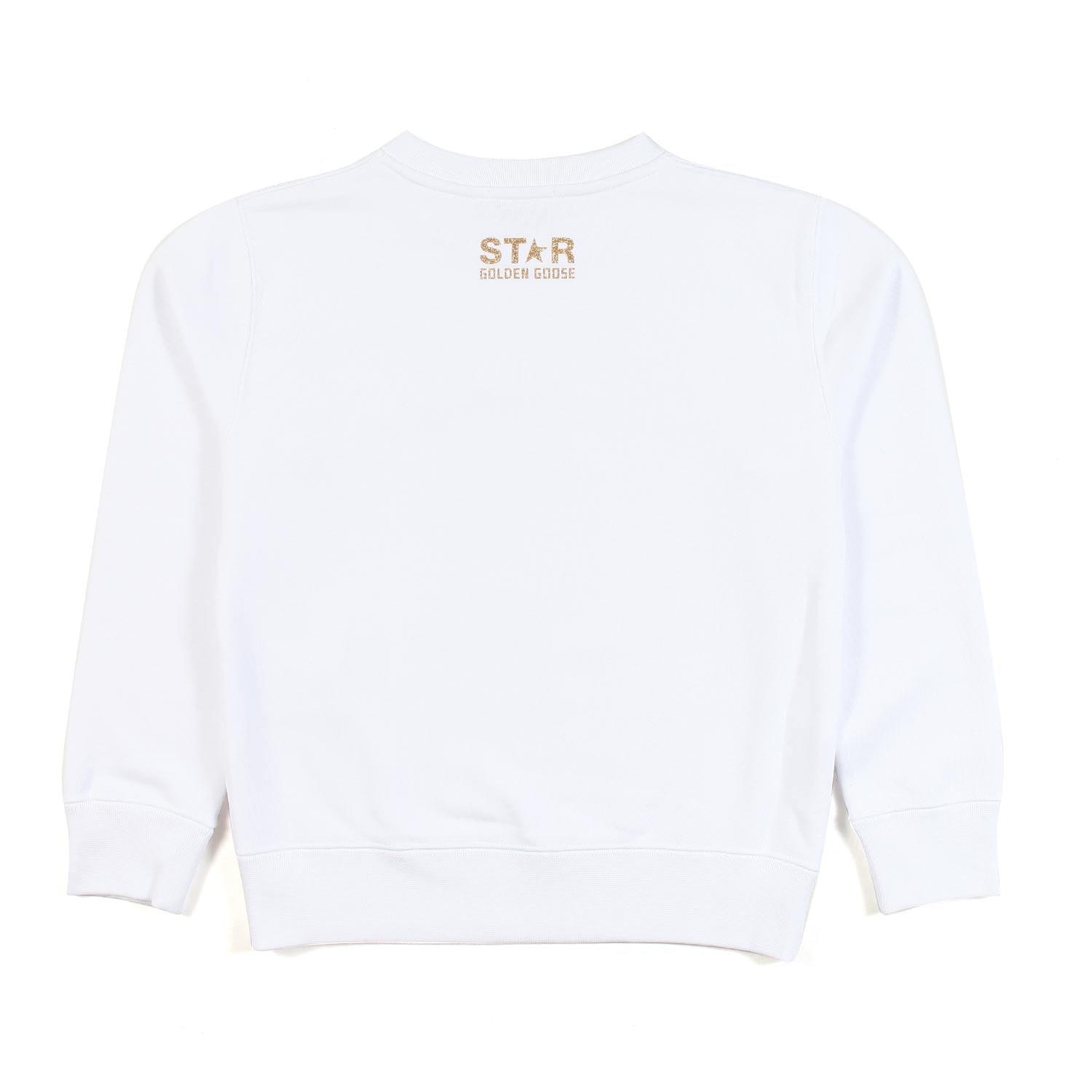 FELPA BIANCA CON MAXI STELLA ORO BAMBINA - annameglio.com abbigliamento moda