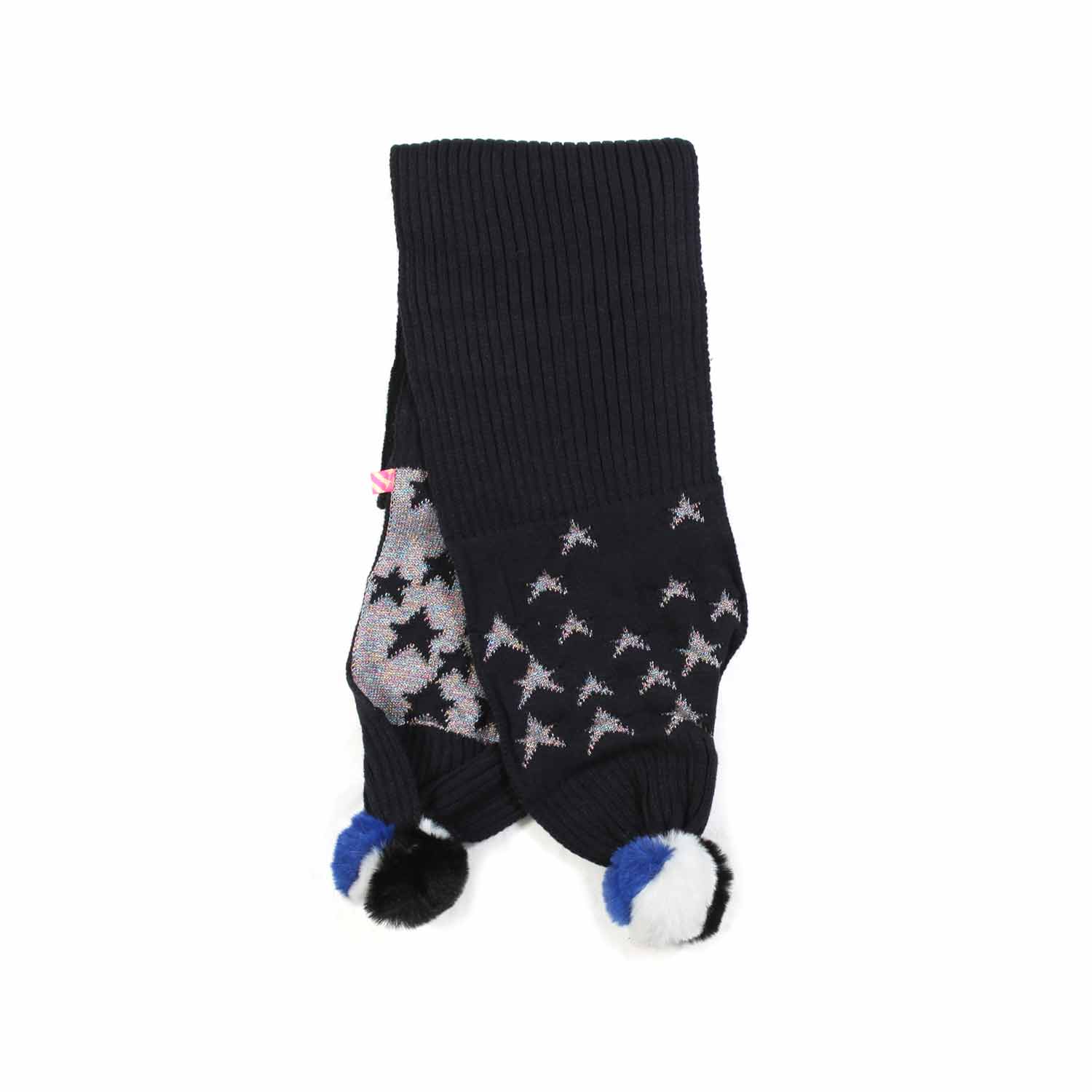 SCIARPA BLU NAVY CON STELLE E POM PON - annameglio.com abbigliamento moda