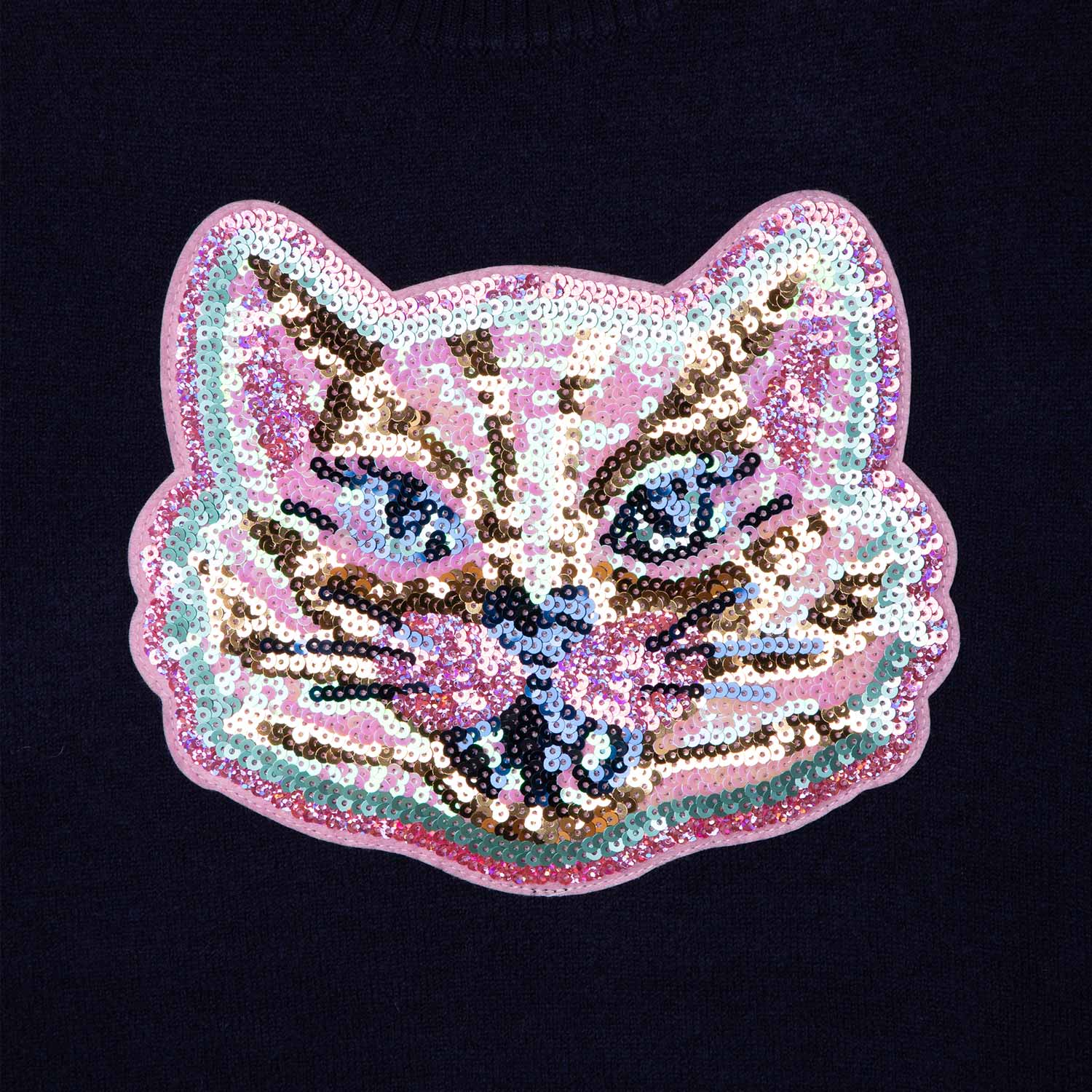 ABITO MAXI-MAGLIA BLU SCURO CON GATTO PAILLETTES - annameglio.com abbigliamento moda