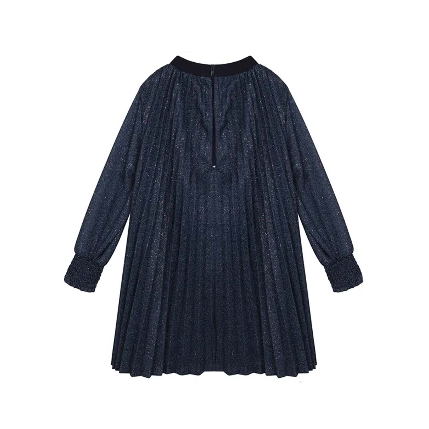 ABITO BLU GLITTER PLISSETTATO BAMBINA - annameglio.com abbigliamento moda