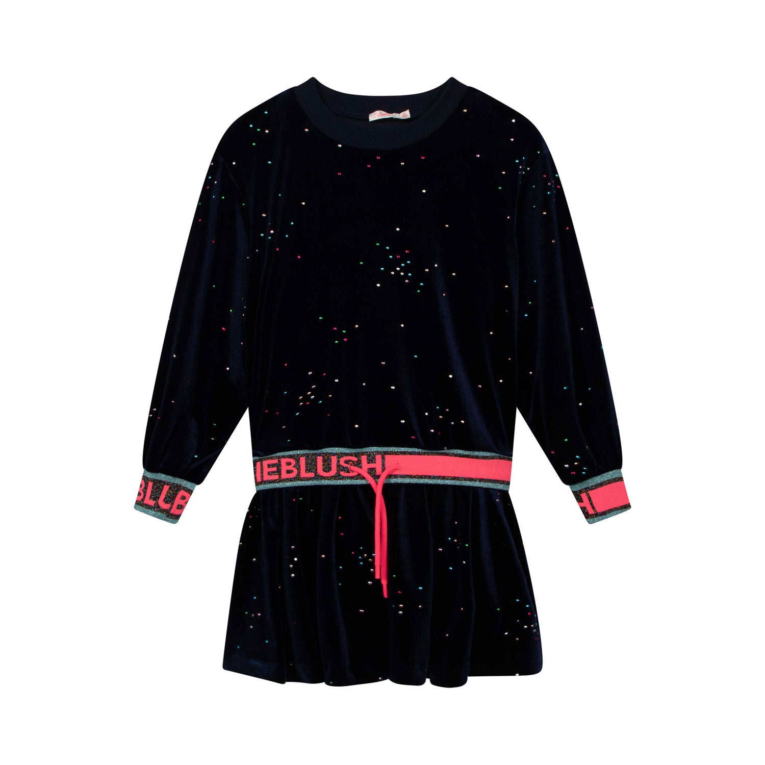 ABITO BLU NAVY CON STRASS MULTICOLOR BAMBINA - annameglio.com abbigliamento moda