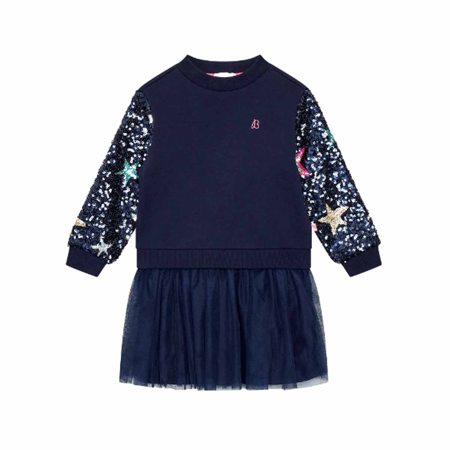 ABITO BLU IN FELPA E TULLE CON PAILLETTES - annameglio.com abbigliamento moda