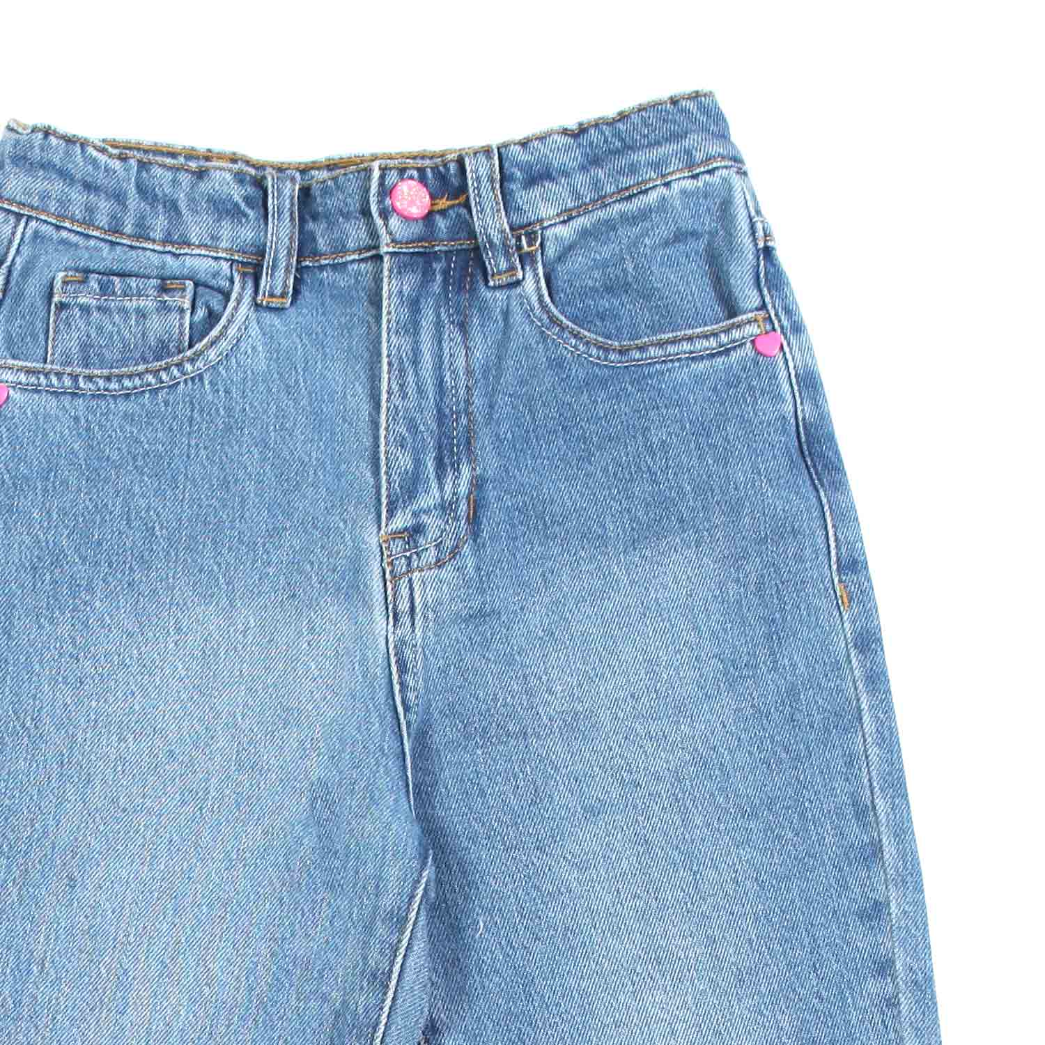 JEANS CHIARO CON DETTAGLI ROSA BAMBINA - annameglio.com abbigliamento moda