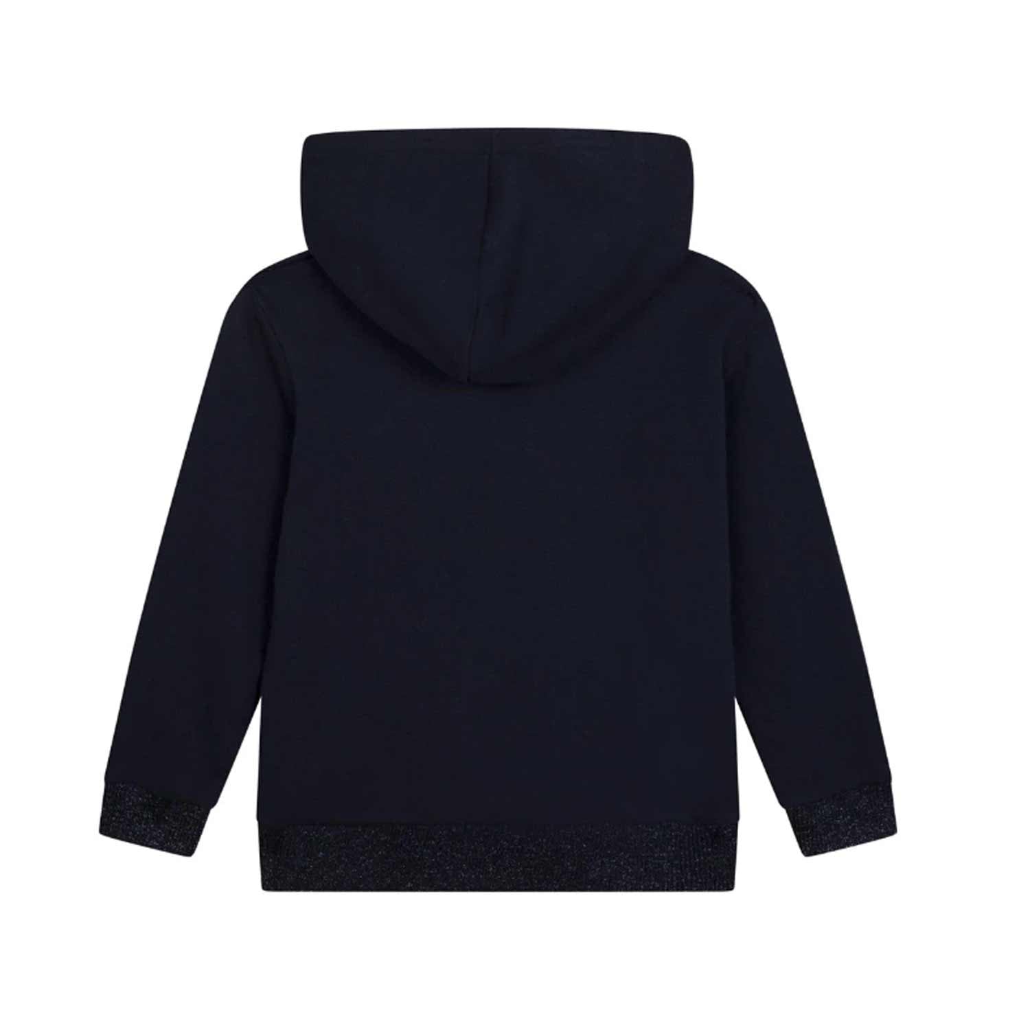 FELPA HOODIE BLU NAVY CON PAILLETTES MULTICOLOR - annameglio.com abbigliamento moda