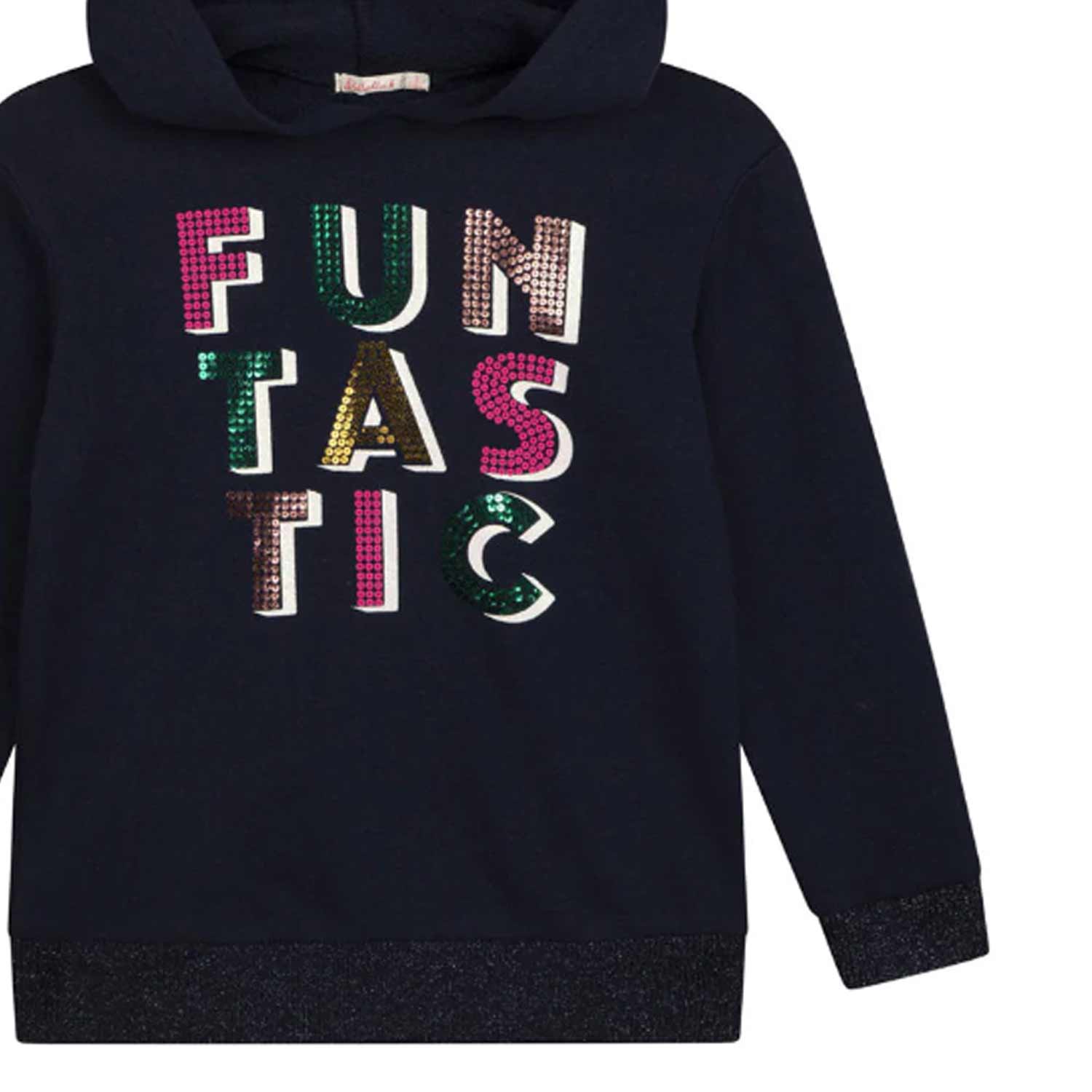 FELPA HOODIE BLU NAVY CON PAILLETTES MULTICOLOR - annameglio.com abbigliamento moda